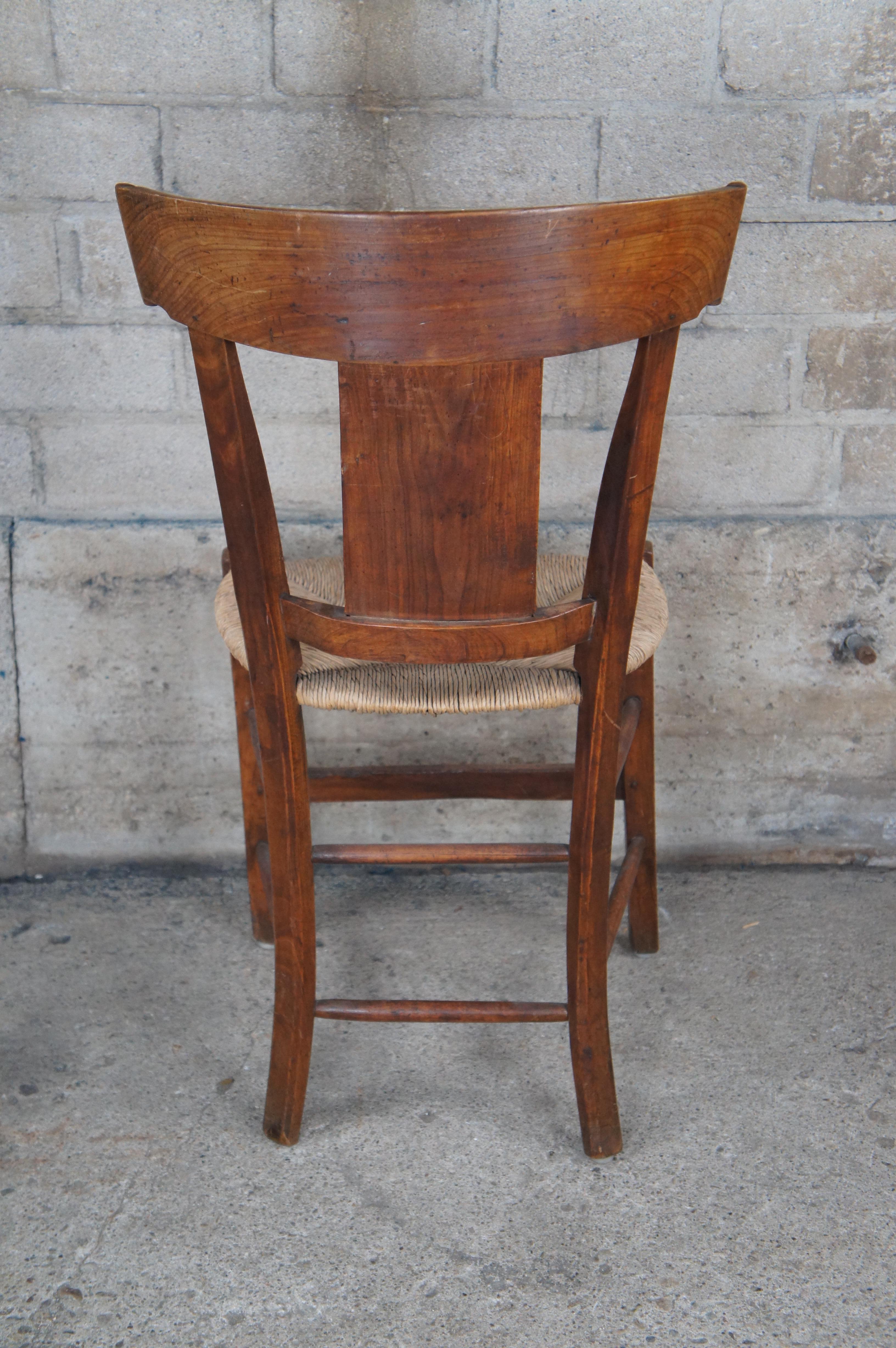 Antique 18th C. French Directoire Cherry Lacca Contrafatta Side Chair Rush Seat 4