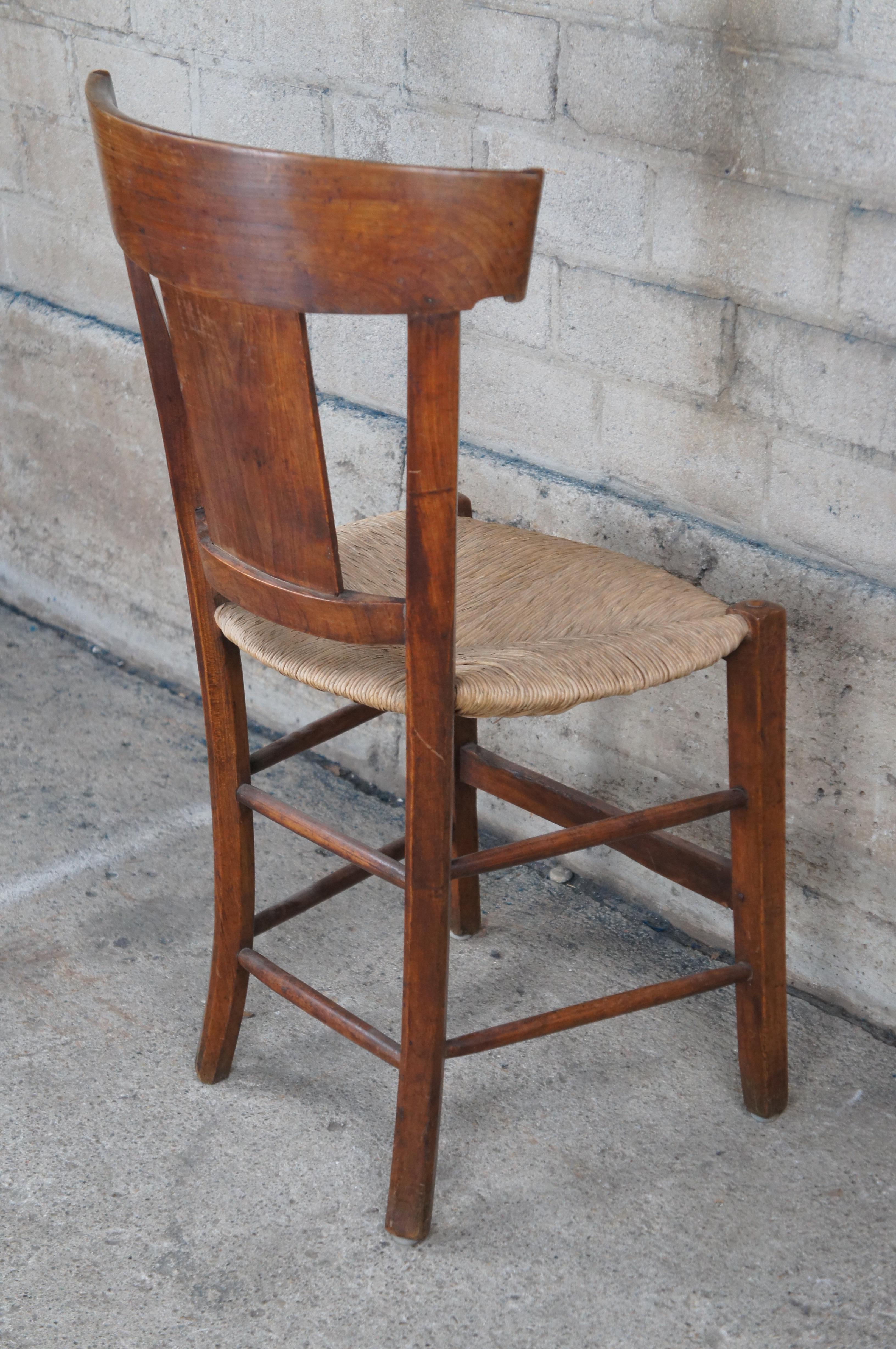 Antique 18th C. French Directoire Cherry Lacca Contrafatta Side Chair Rush Seat 5