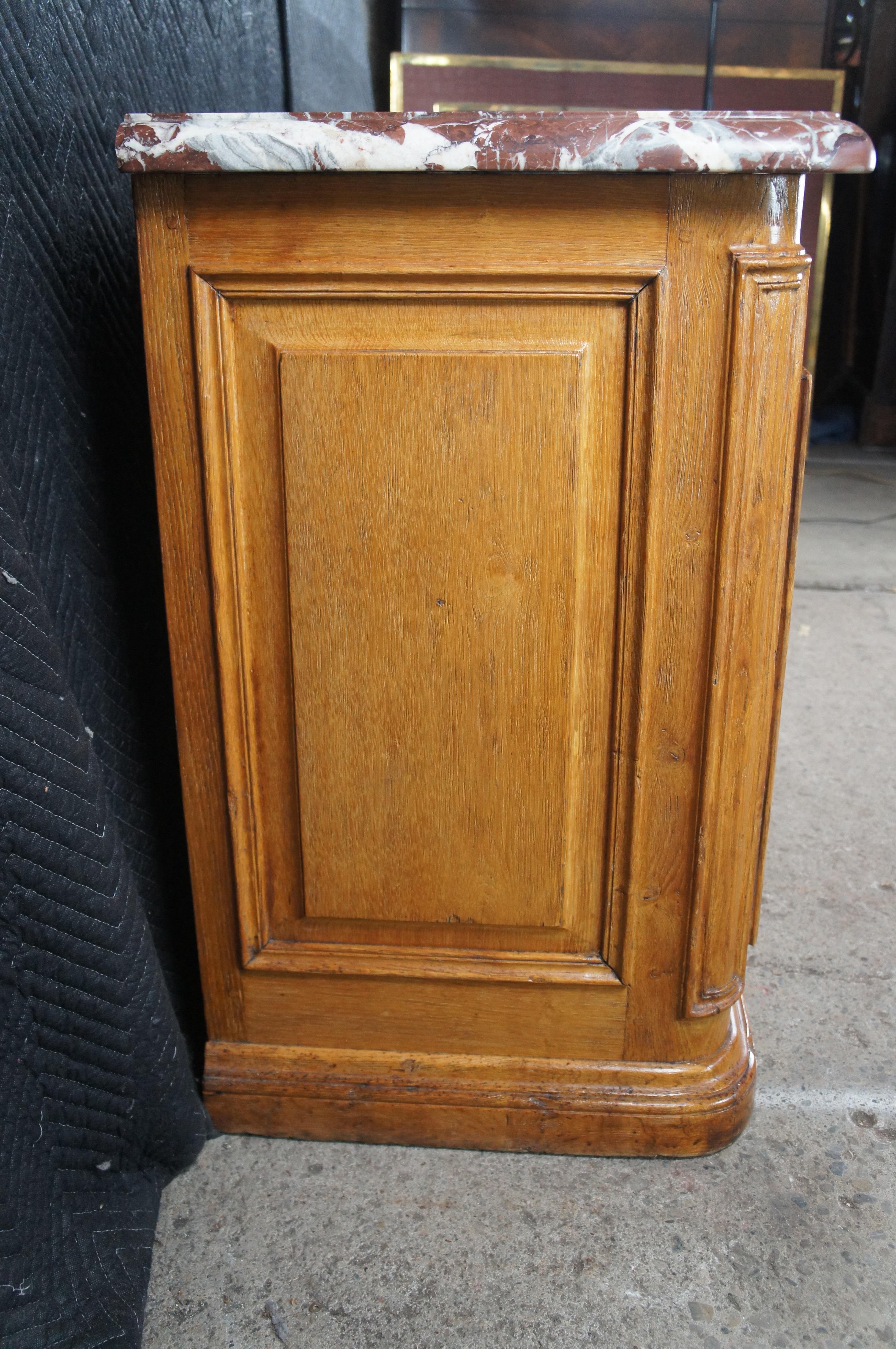 Antique 18th C. French Louis XIV Oak & Marble Hunting Buffet Commode Cabinet For Sale 6