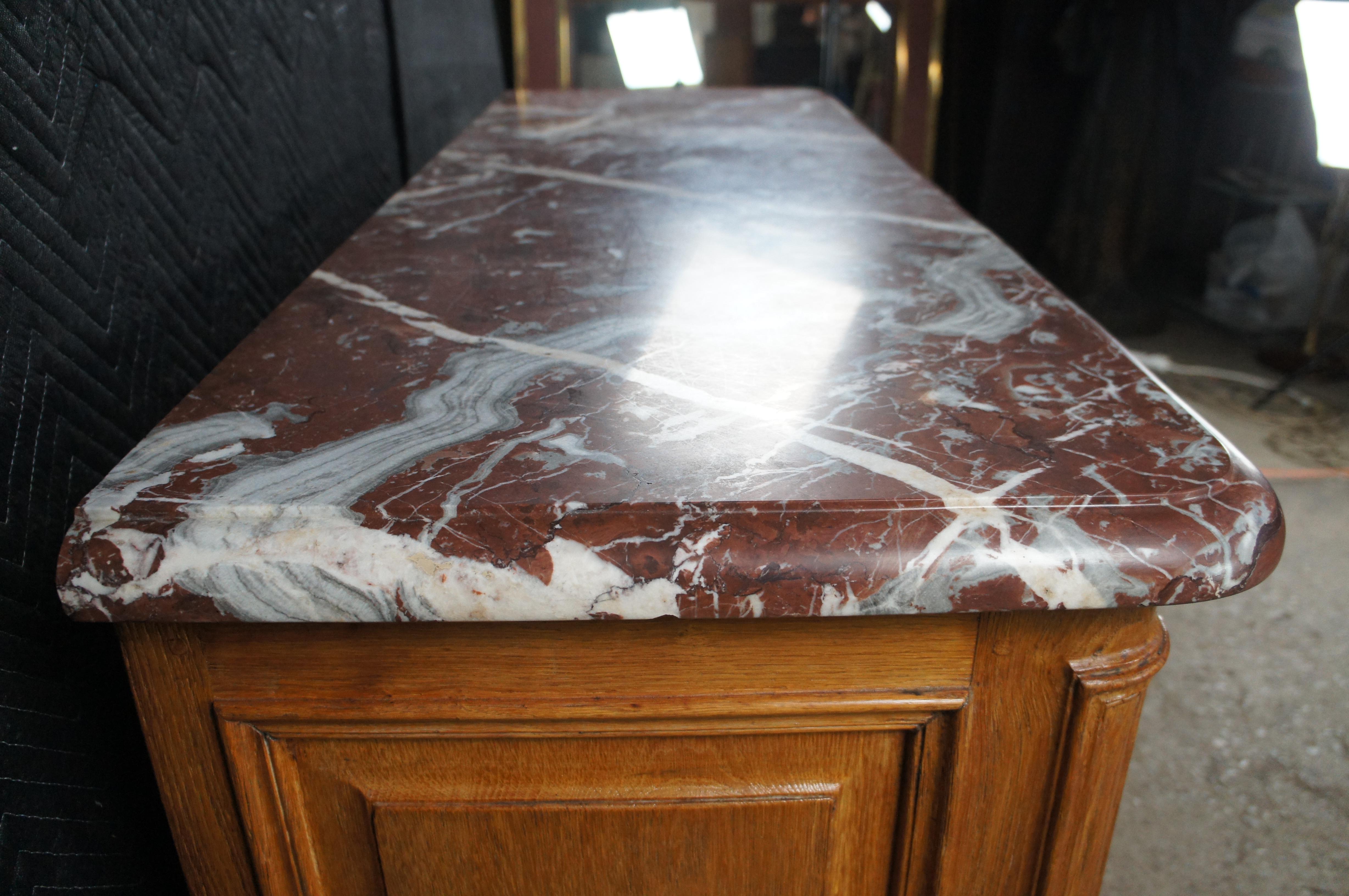 Antique 18th C. French Louis XIV Oak & Marble Hunting Buffet Commode Cabinet For Sale 8