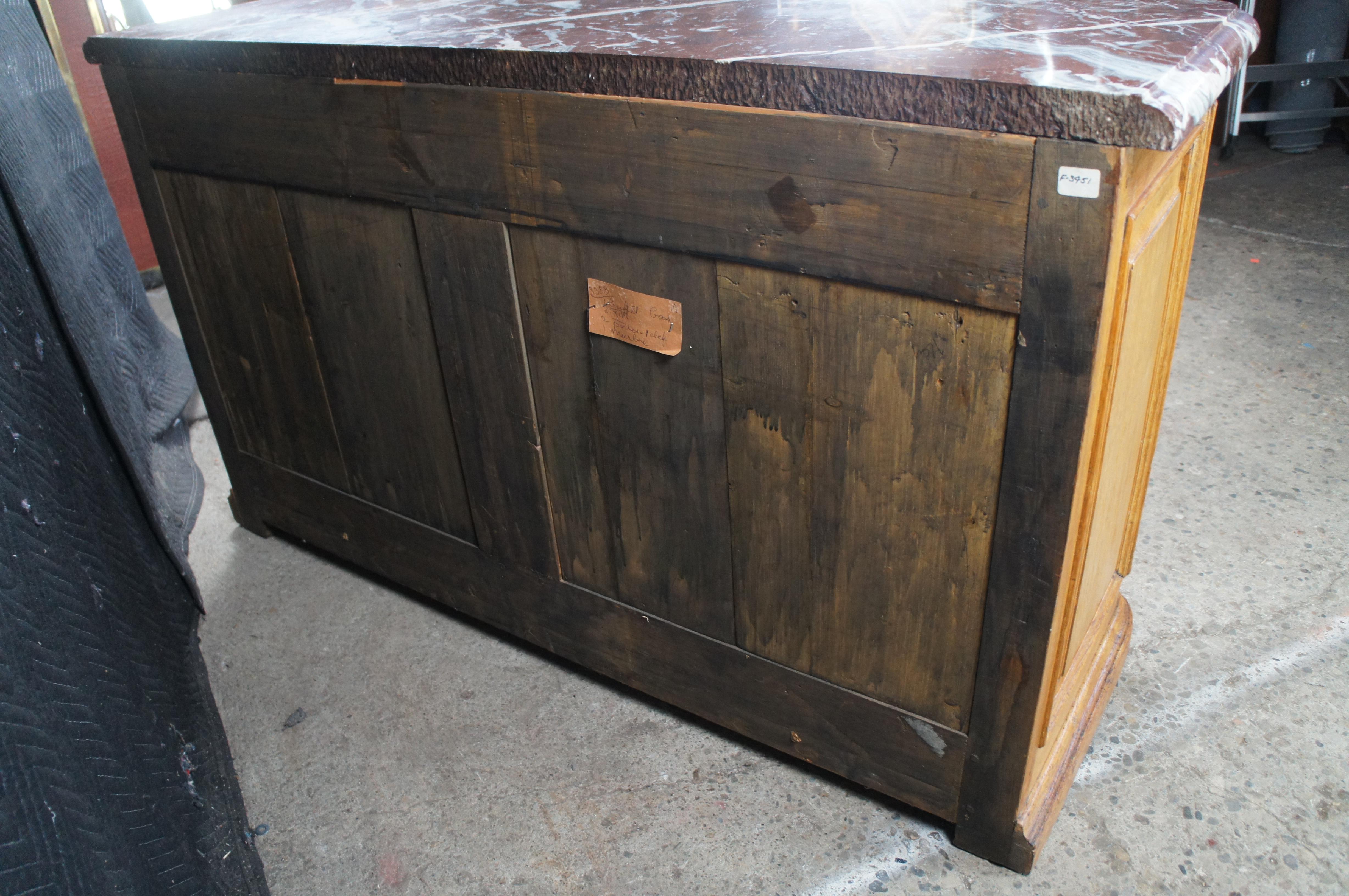 Antique 18th C. French Louis XIV Oak & Marble Hunting Buffet Commode Cabinet For Sale 9