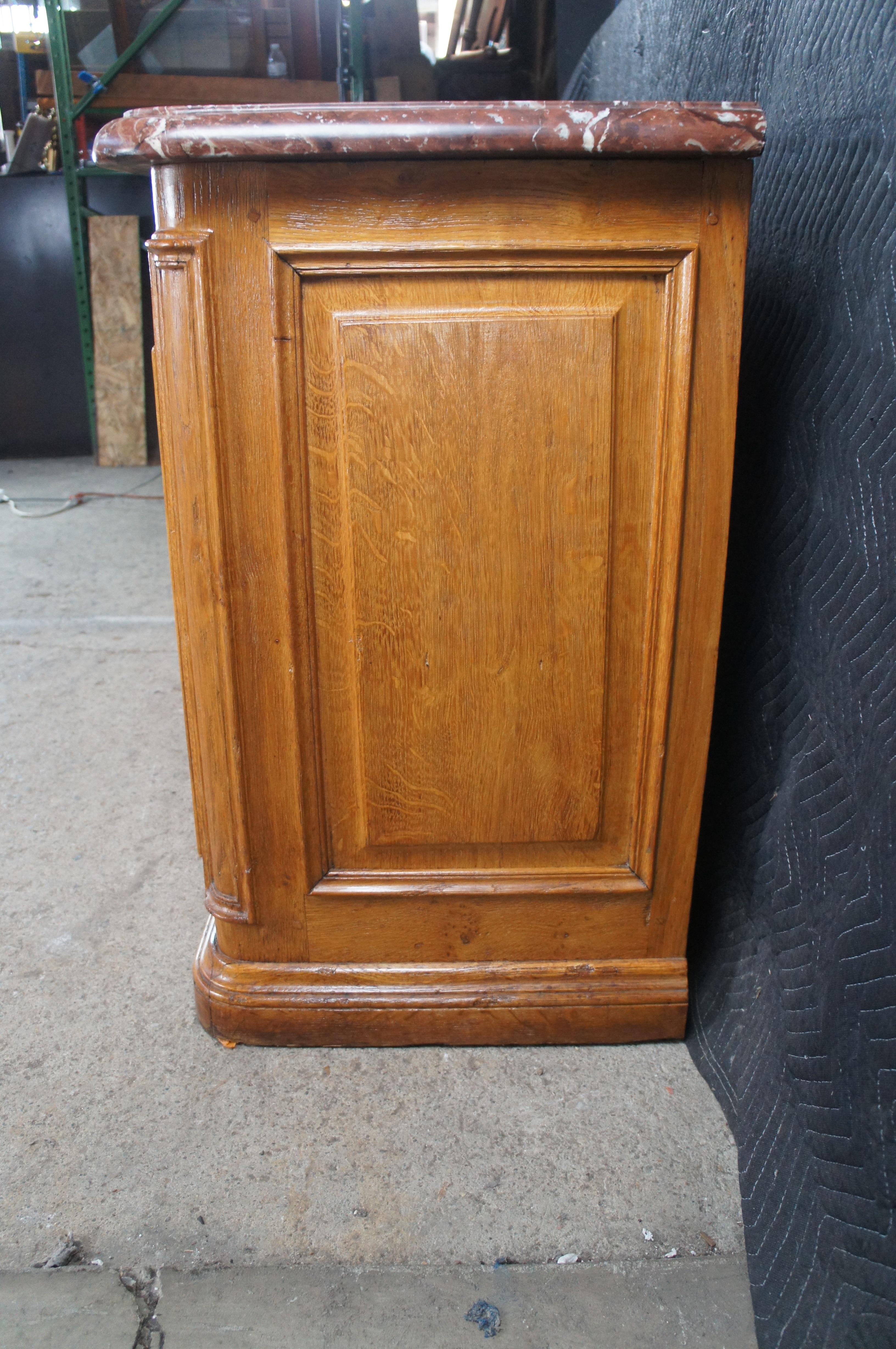 Antique 18th C. French Louis XIV Oak & Marble Hunting Buffet Commode Cabinet For Sale 5