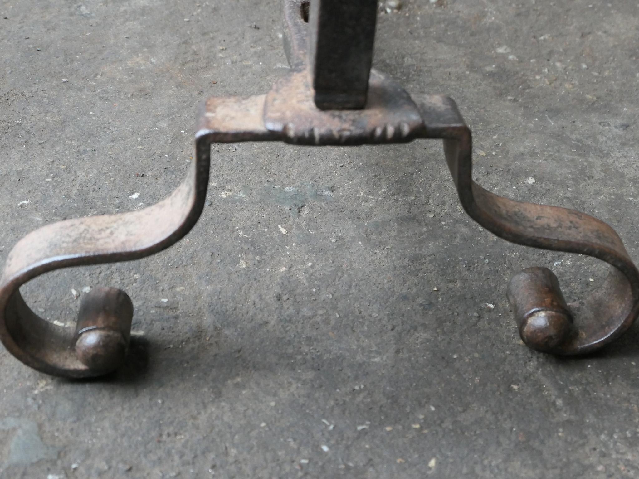 Antique 18th Century French Louis XV Iron Andirons For Sale 4