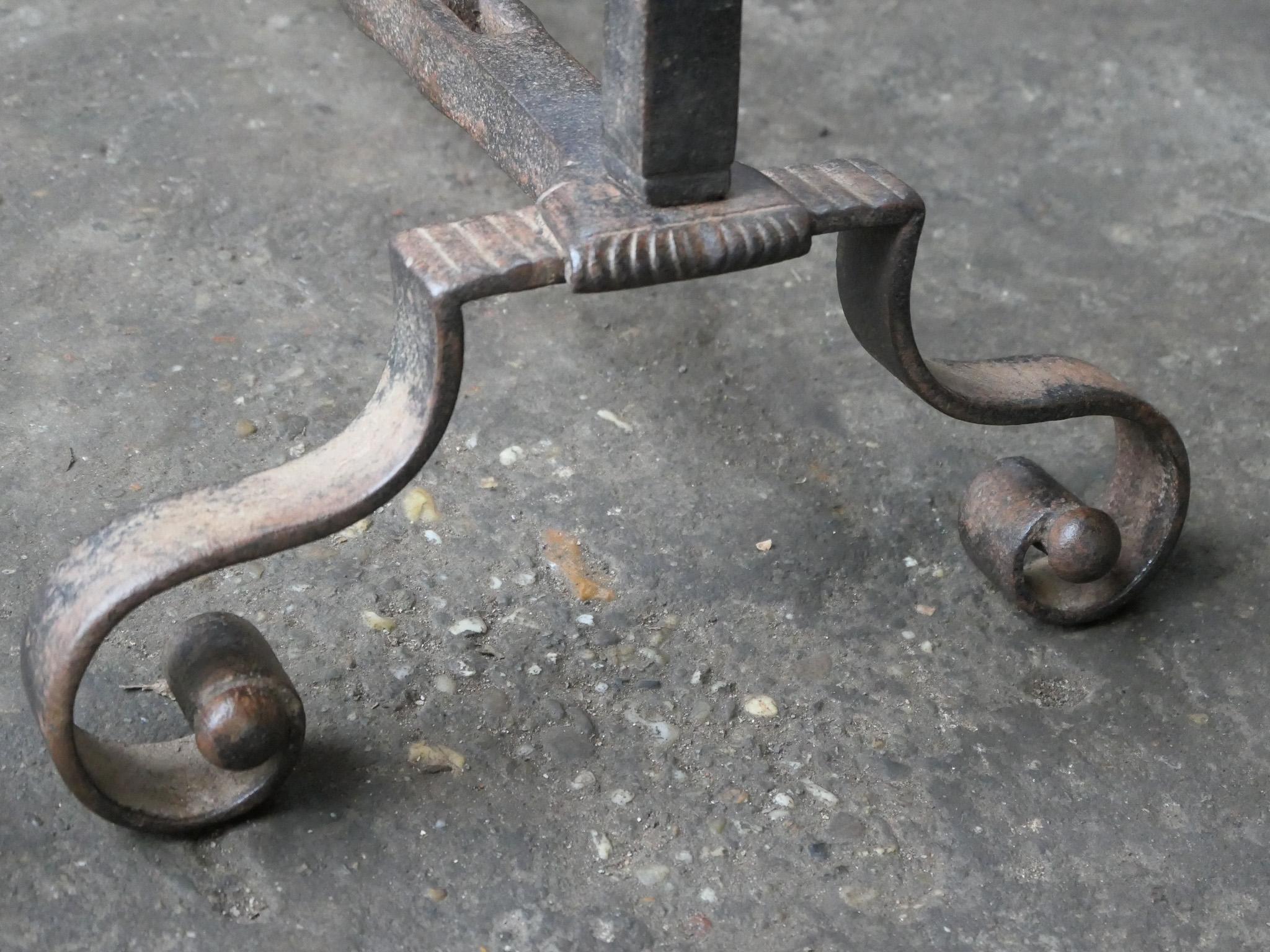 Antique 18th Century French Louis XV Iron Andirons For Sale 5