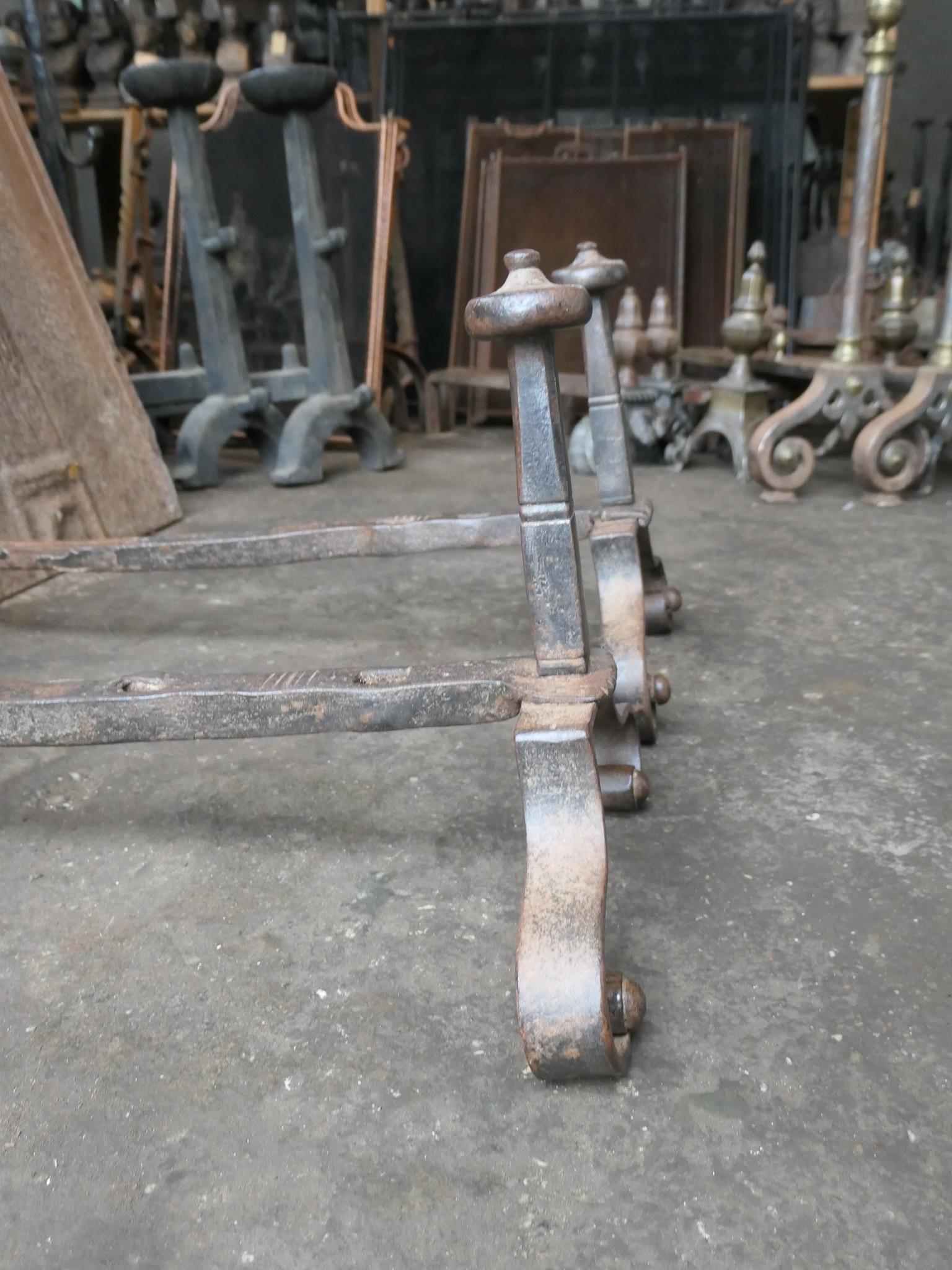 Antique 18th Century French Louis XV Iron Andirons For Sale 8