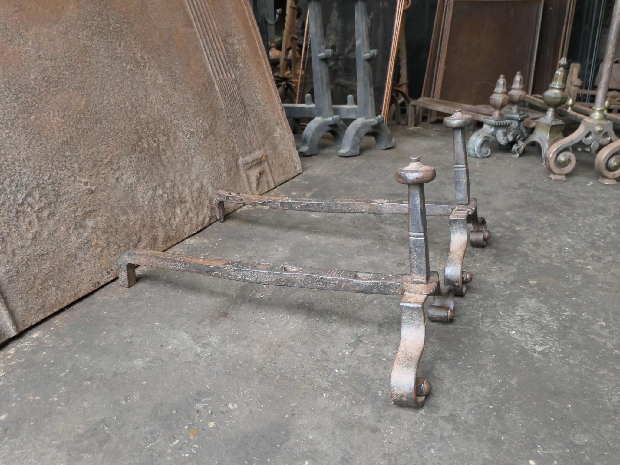 Antique 18th Century French Louis XV Iron Andirons For Sale 9