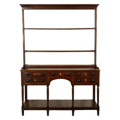 Antique 18th C George III Country Welsh Oak Dresser Plate Rack & Pot Board 1790