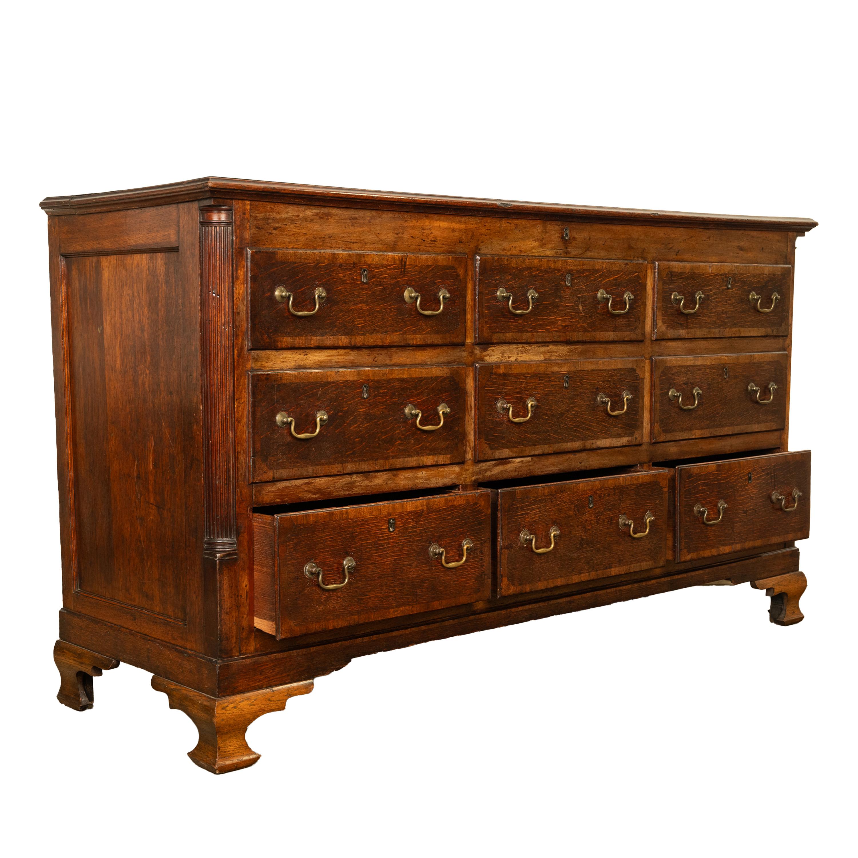 Antique 18th C Georgian Oak Mahogany Hinged Top Mule Chest Coffer Sideboard 1770 For Sale 4