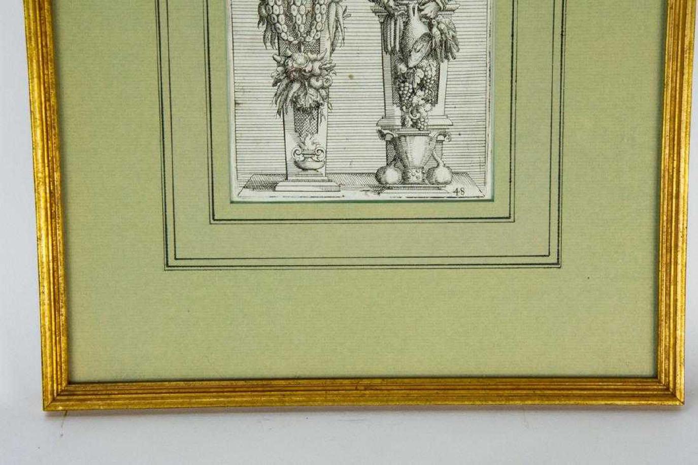 Gilt Antique 18th Century Giuseppe Arcimboldo Engraving