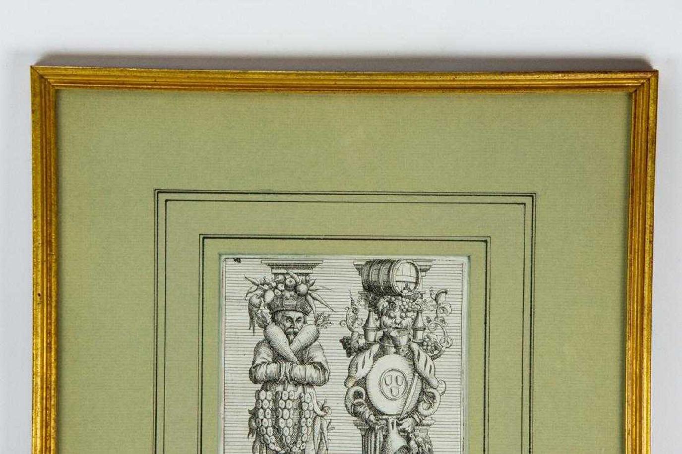 Antique 18th Century Giuseppe Arcimboldo Engraving In Good Condition In Sheffield, MA