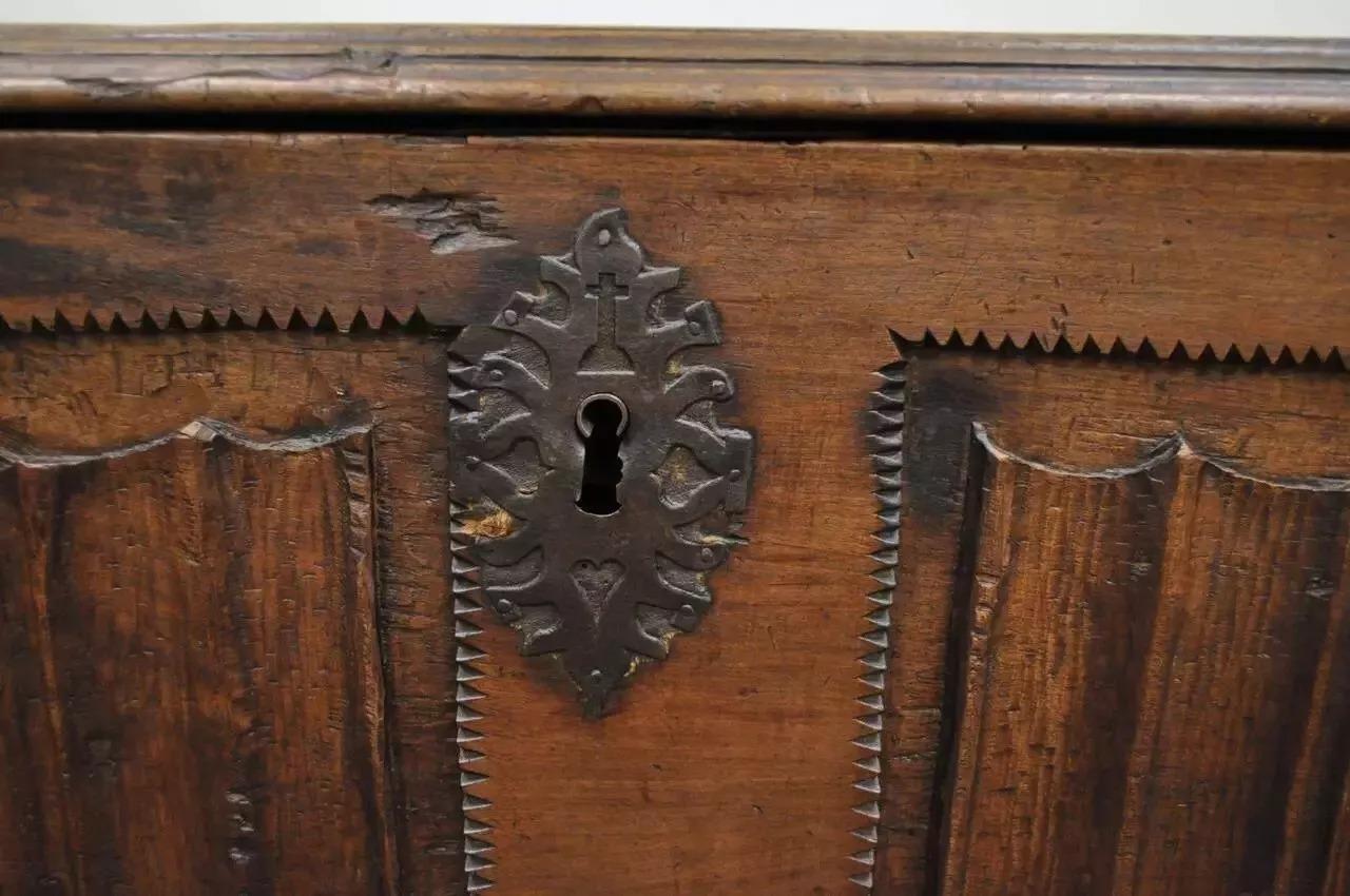 Antique 18th C. Gothic Renaissance Chestnut Large Coffer Blanket Chest Trunk In Good Condition For Sale In Philadelphia, PA
