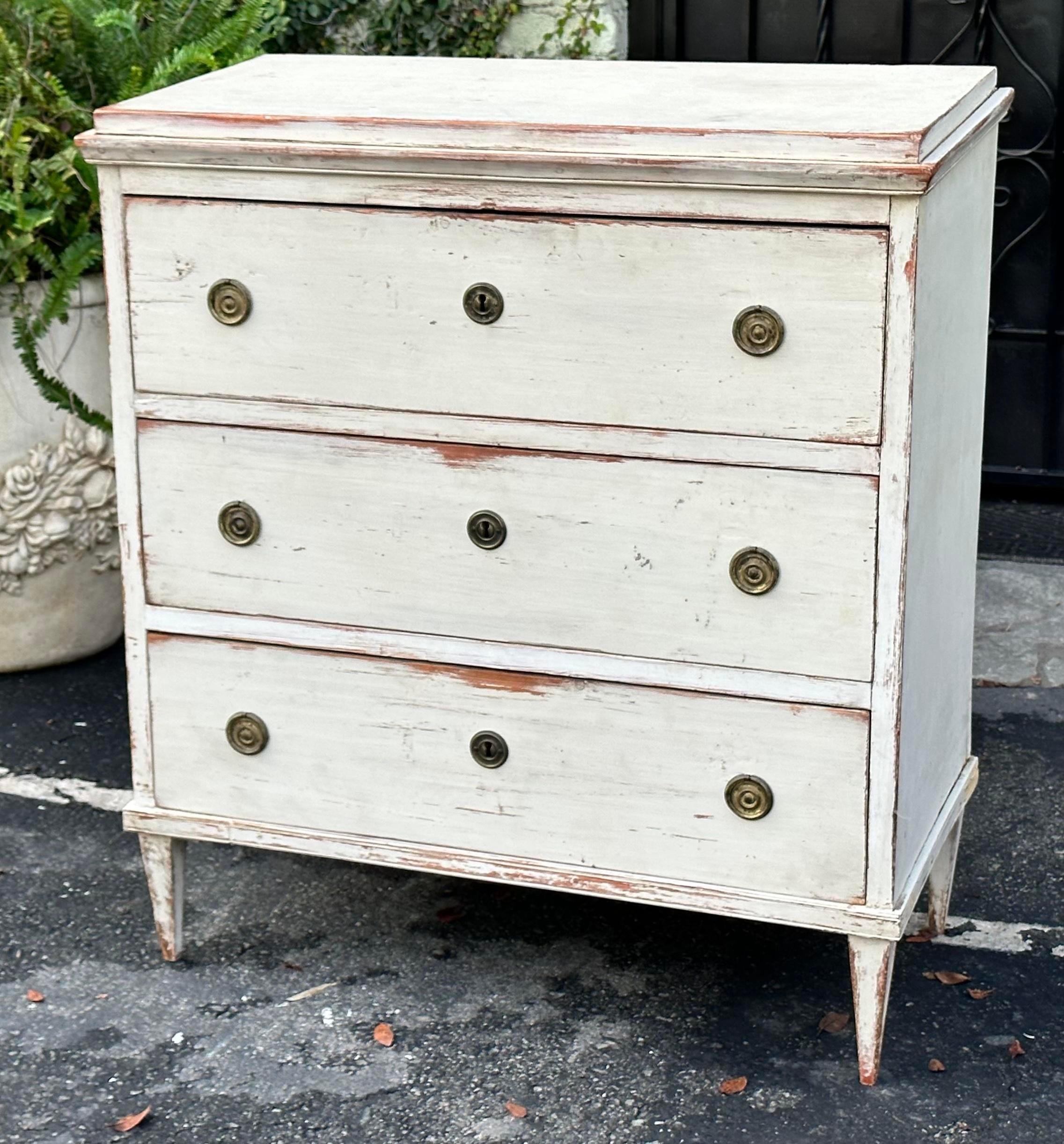 Wood Antique 18th C Gustavian Swedish Empire Commode Chest of Drawers