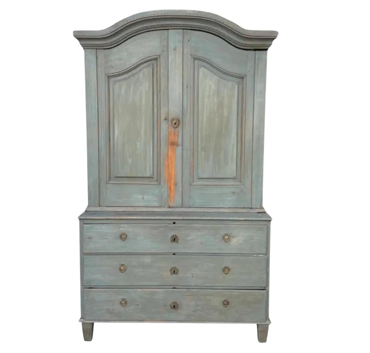Antiguo Gabinete de Prensa de Lino Imperio Sueco Gustaviano del S. XVIII en venta 1