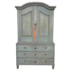 Antique 18th C. Gustavian Swedish EmpireLinen Press Cabinet