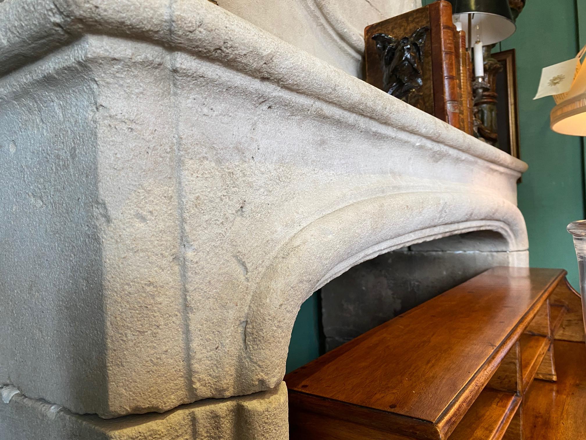 Antique 18th C. Hand Carved Stone Fireplace Mantle Chimney Mantelpiece Surround For Sale 7