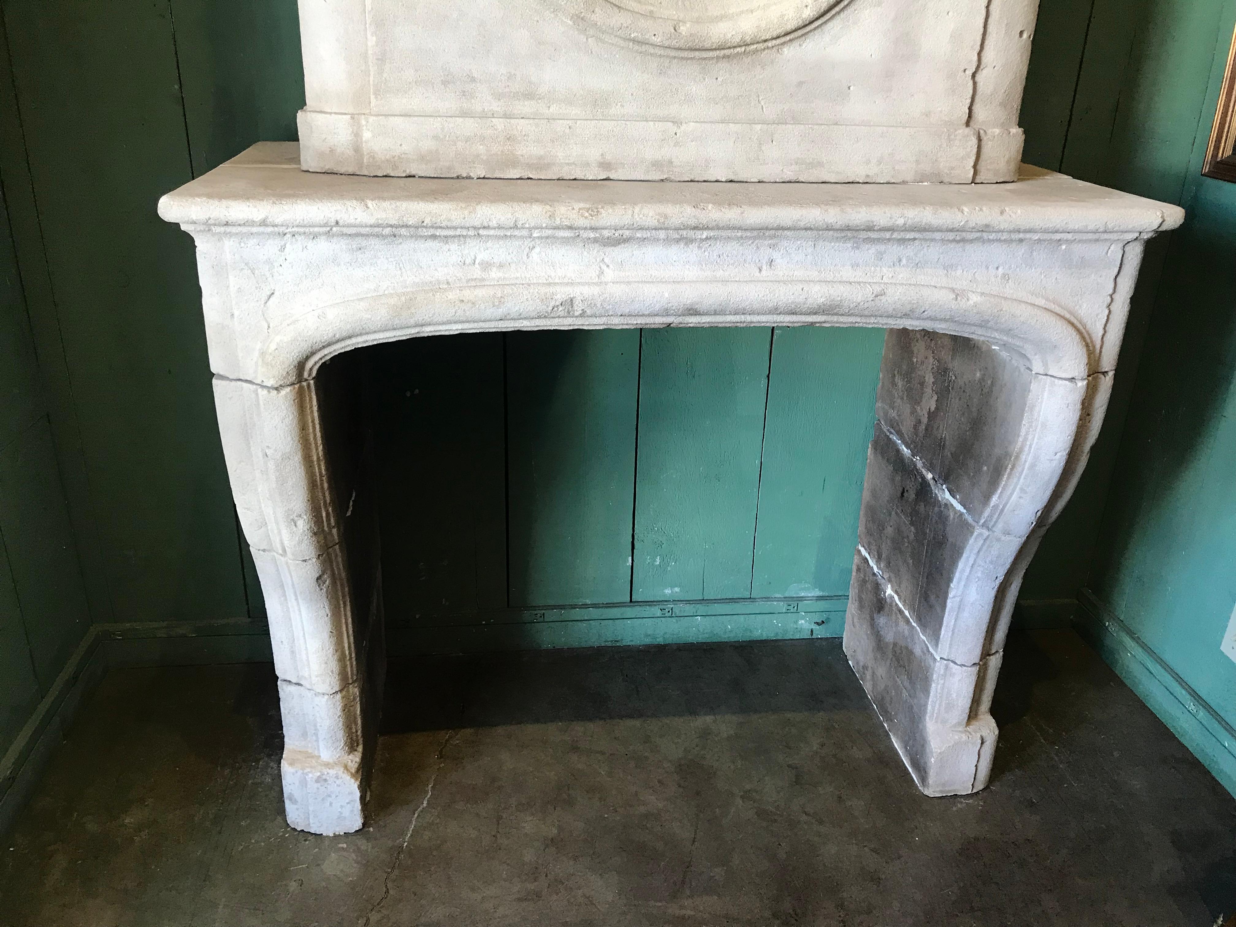 Antique 18th C. Hand Carved Stone Fireplace Mantle Chimney Mantelpiece Surround For Sale 9