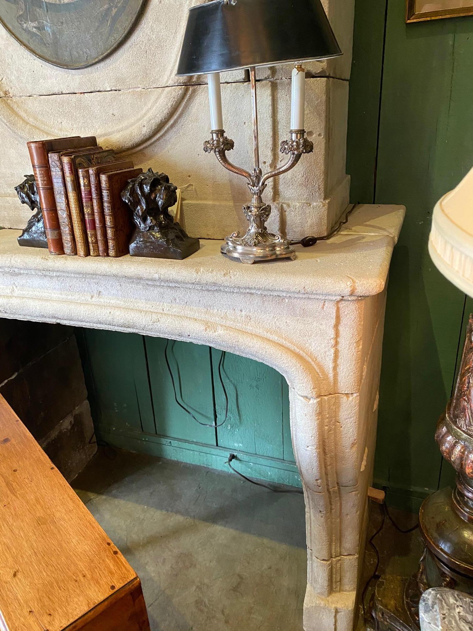 Antique 18th C. Hand Carved Stone Fireplace Mantle Chimney Mantelpiece Surround For Sale 11