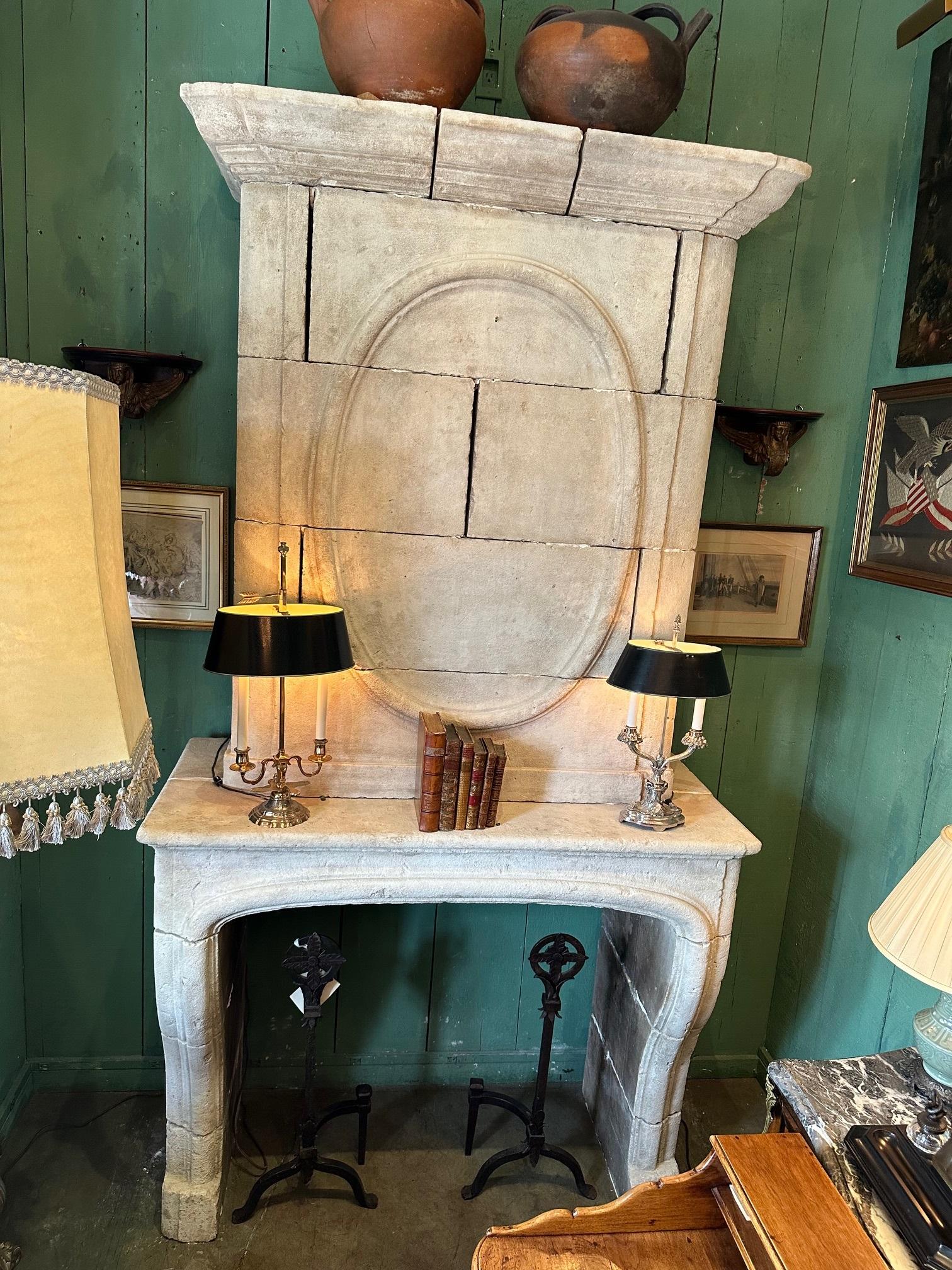 Antique 18th C. Hand Carved Stone Fireplace Mantle Chimney Mantelpiece Surround For Sale 14