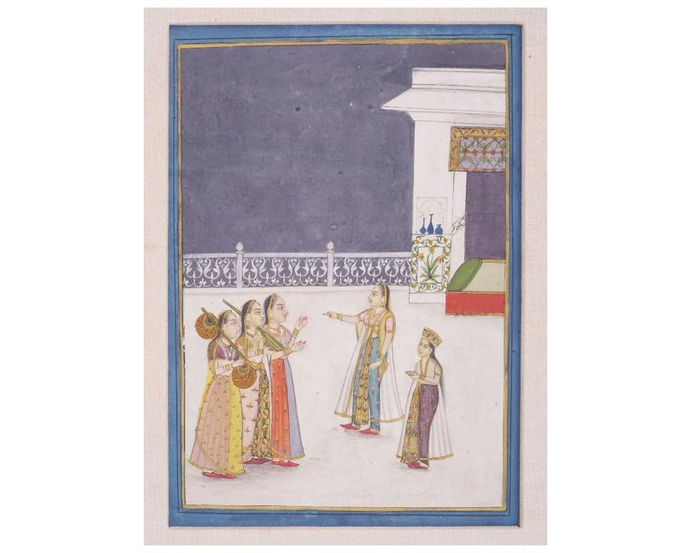 Inconnu A.I.C. Indian Rajput Miniature Painting Antique 18Th C en vente