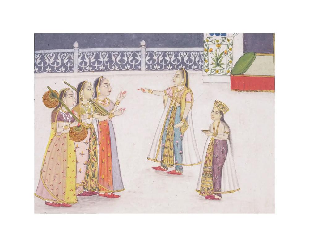 XVIIIe siècle A.I.C. Indian Rajput Miniature Painting Antique 18Th C en vente
