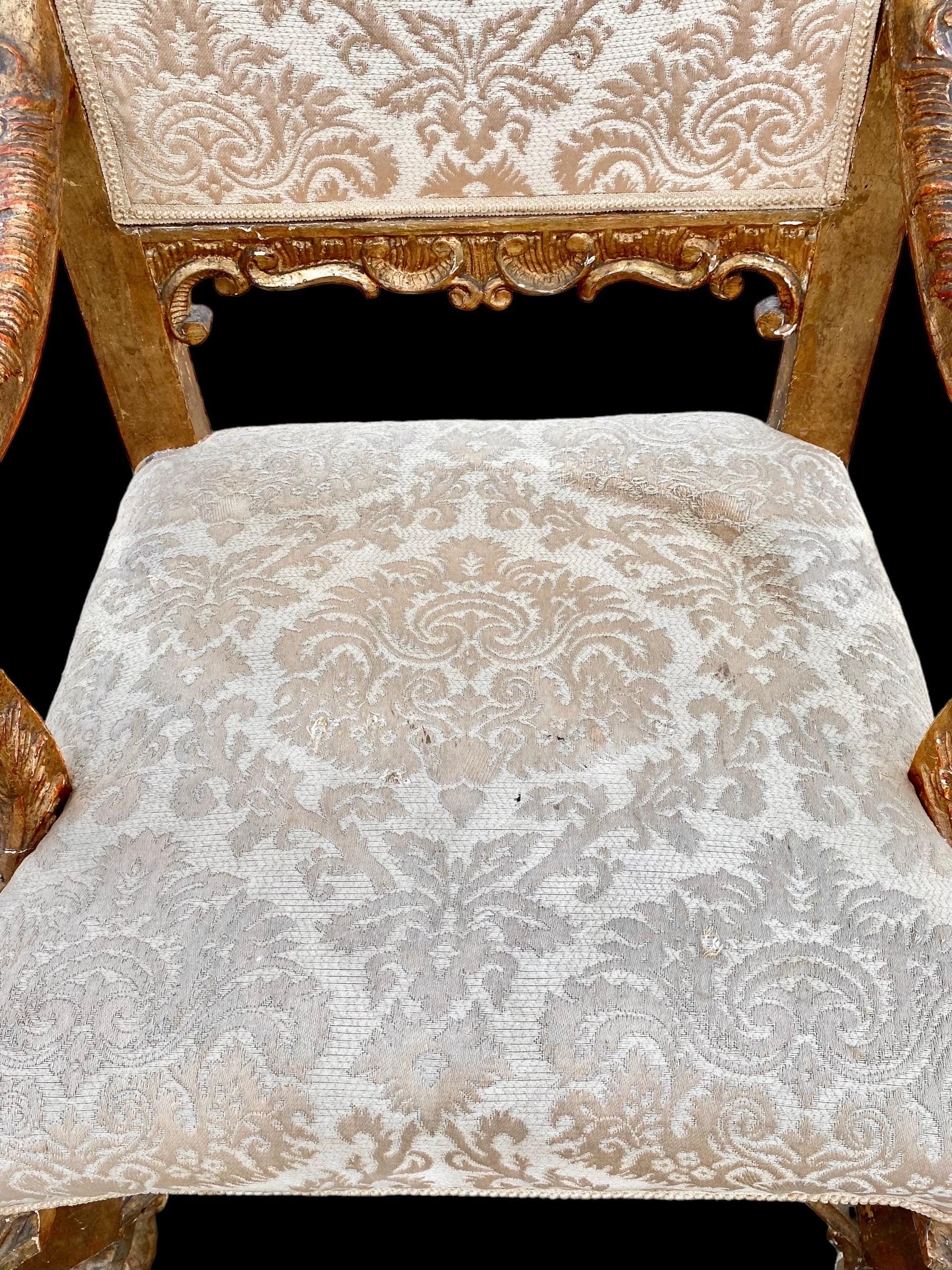 Antique 18th century Italian Rococo Giltwood Armchair 7
