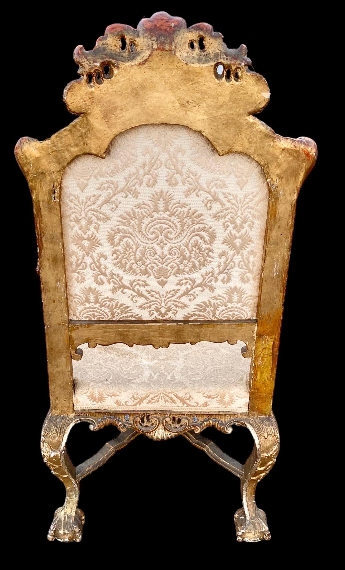 18th Century Antique 18th century Italian Rococo Giltwood Armchair For Sale