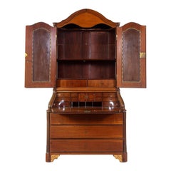 Antique 18th Century Neoclassical Parcel-Gilt Walnut Secretary Bookcase, Therien