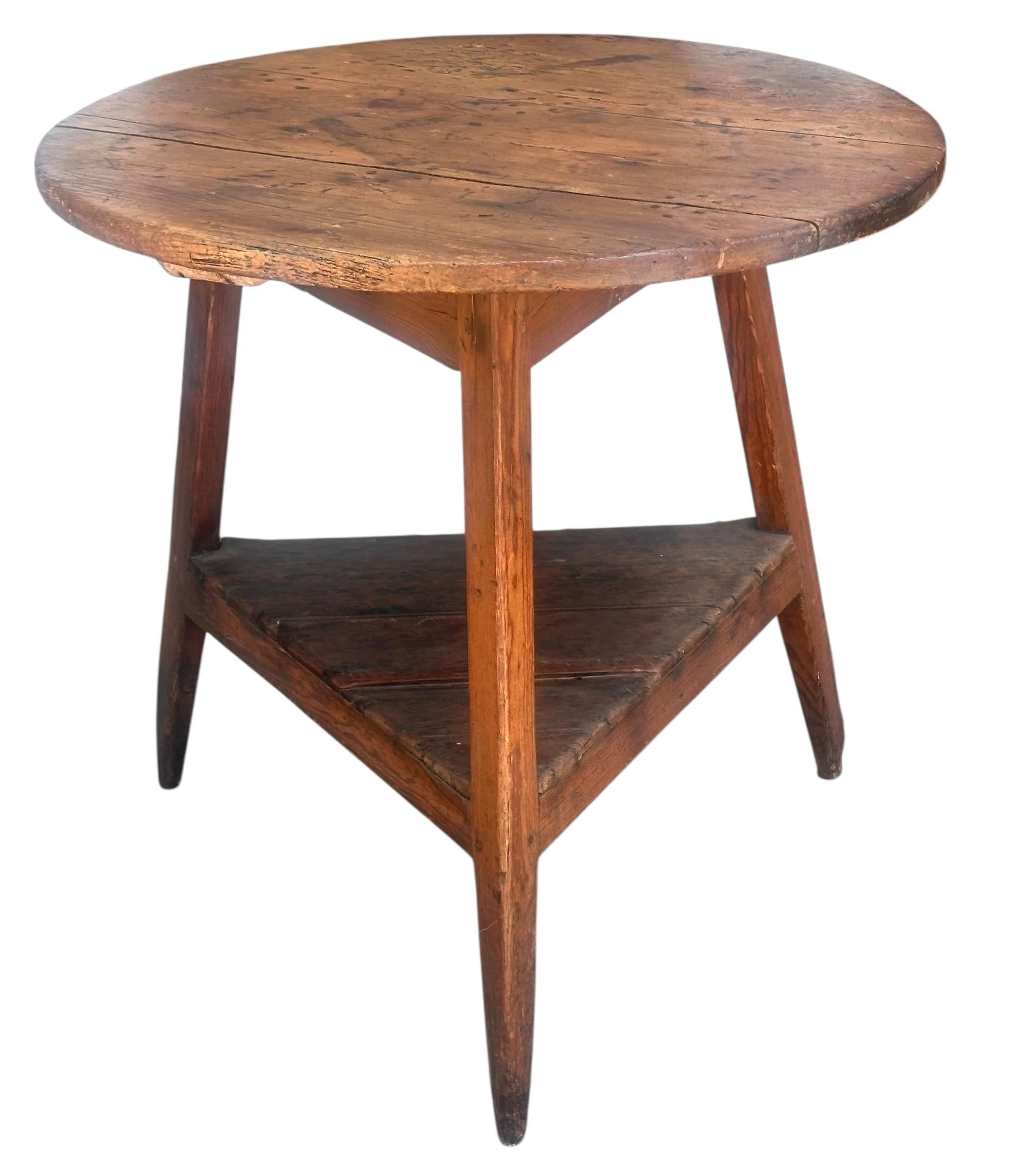 British Antique 18th C Rustic Welsh Cricket Table For Sale