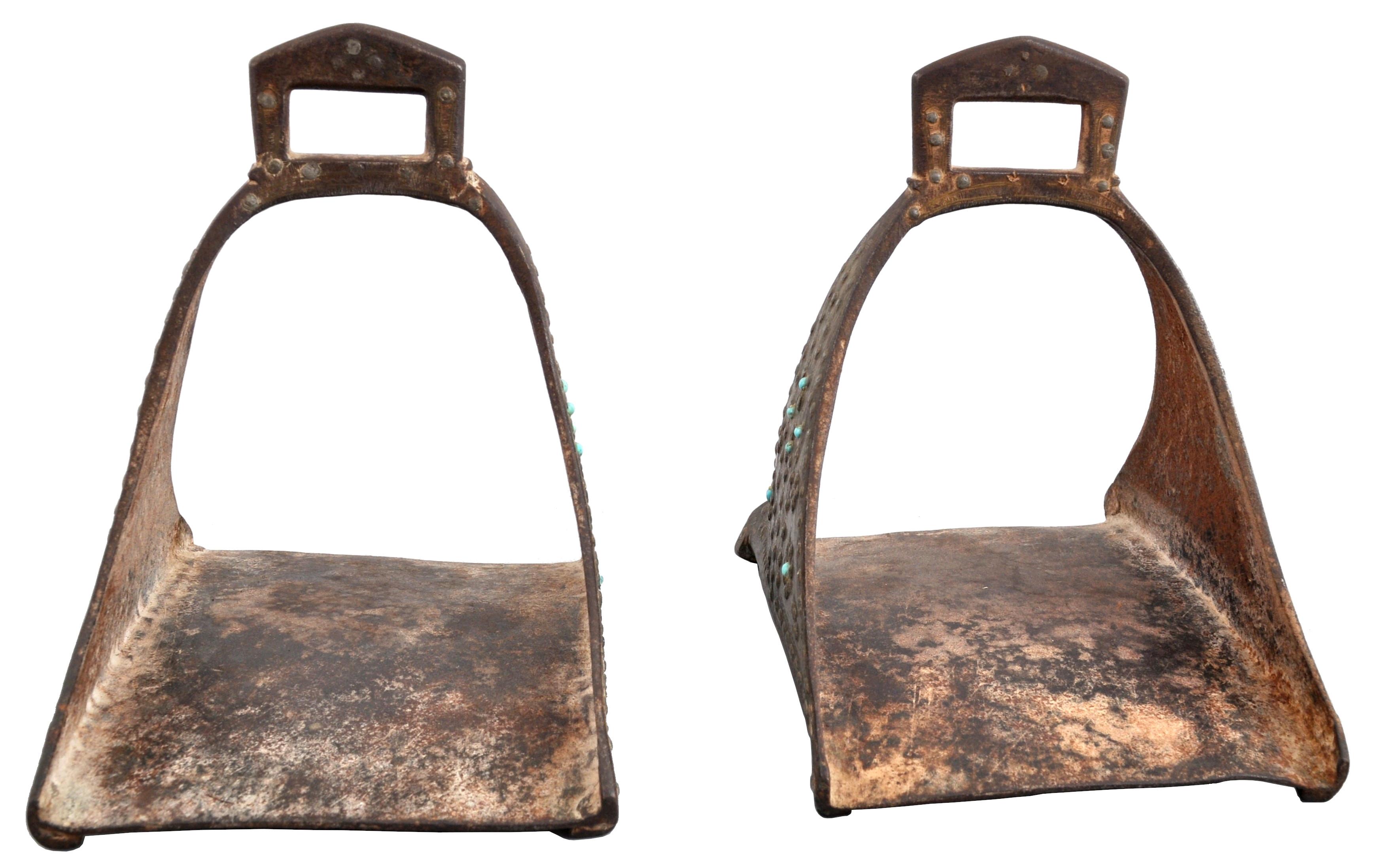 18th Century Safavid Period Ottoman Persian Islamic Gold Iron Stirrups, 1700 4