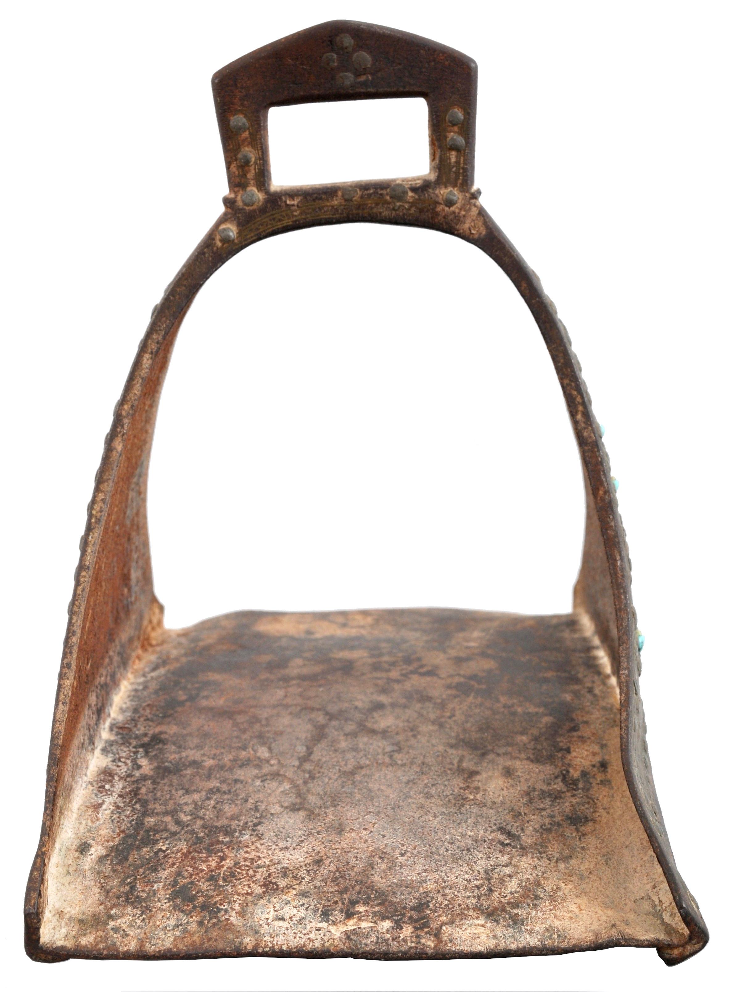 18th Century Safavid Period Ottoman Persian Islamic Gold Iron Stirrups, 1700 5