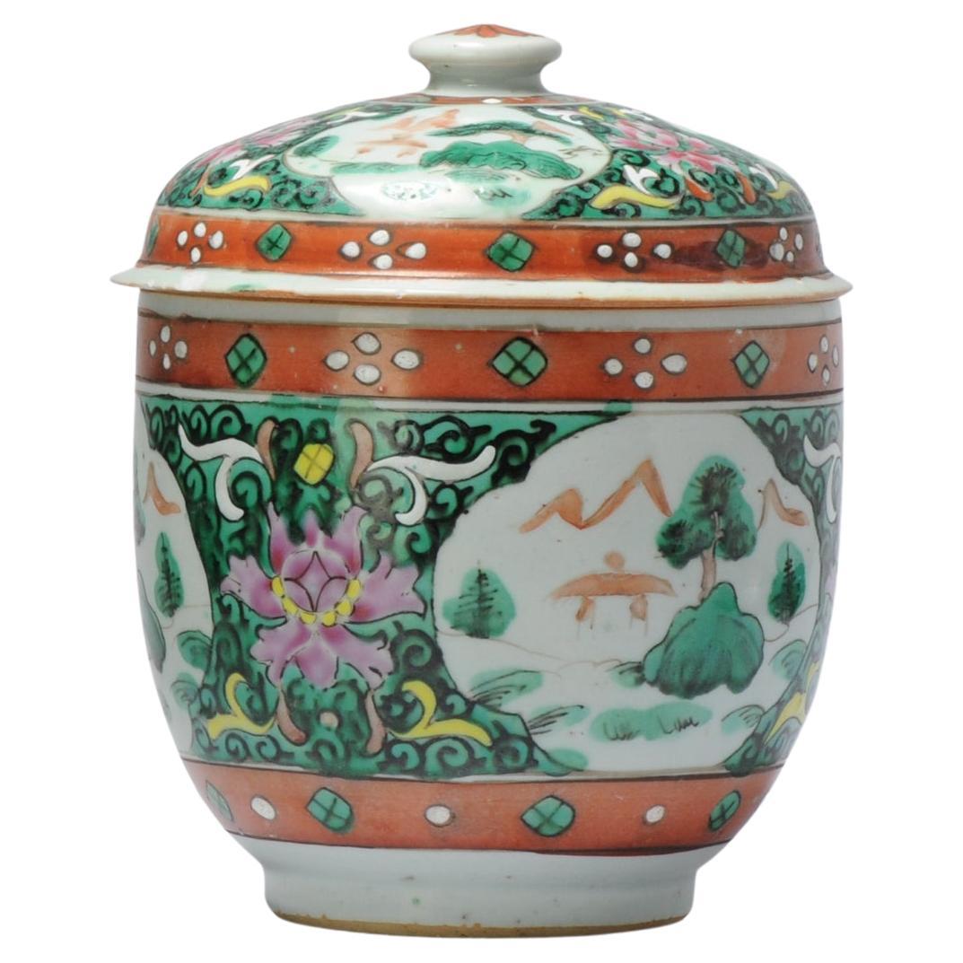 Antique 18th C SE Asian Chinese Porcelain Tea Jar China Bencharong
