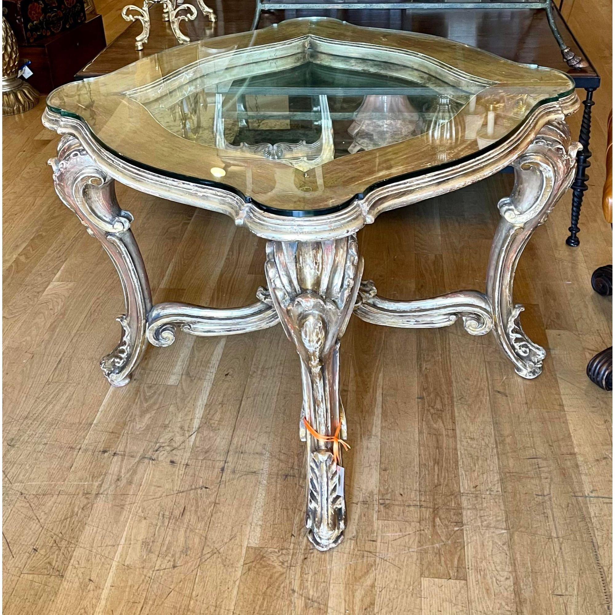 Rococo Table ancienne en bois doré vénitien de style rococo du 18ème siècle par W Antiqued Mirror en vente