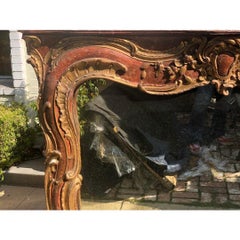 Antique 18th Century Venetian Style Red Giltwood Over Mantel Mirror