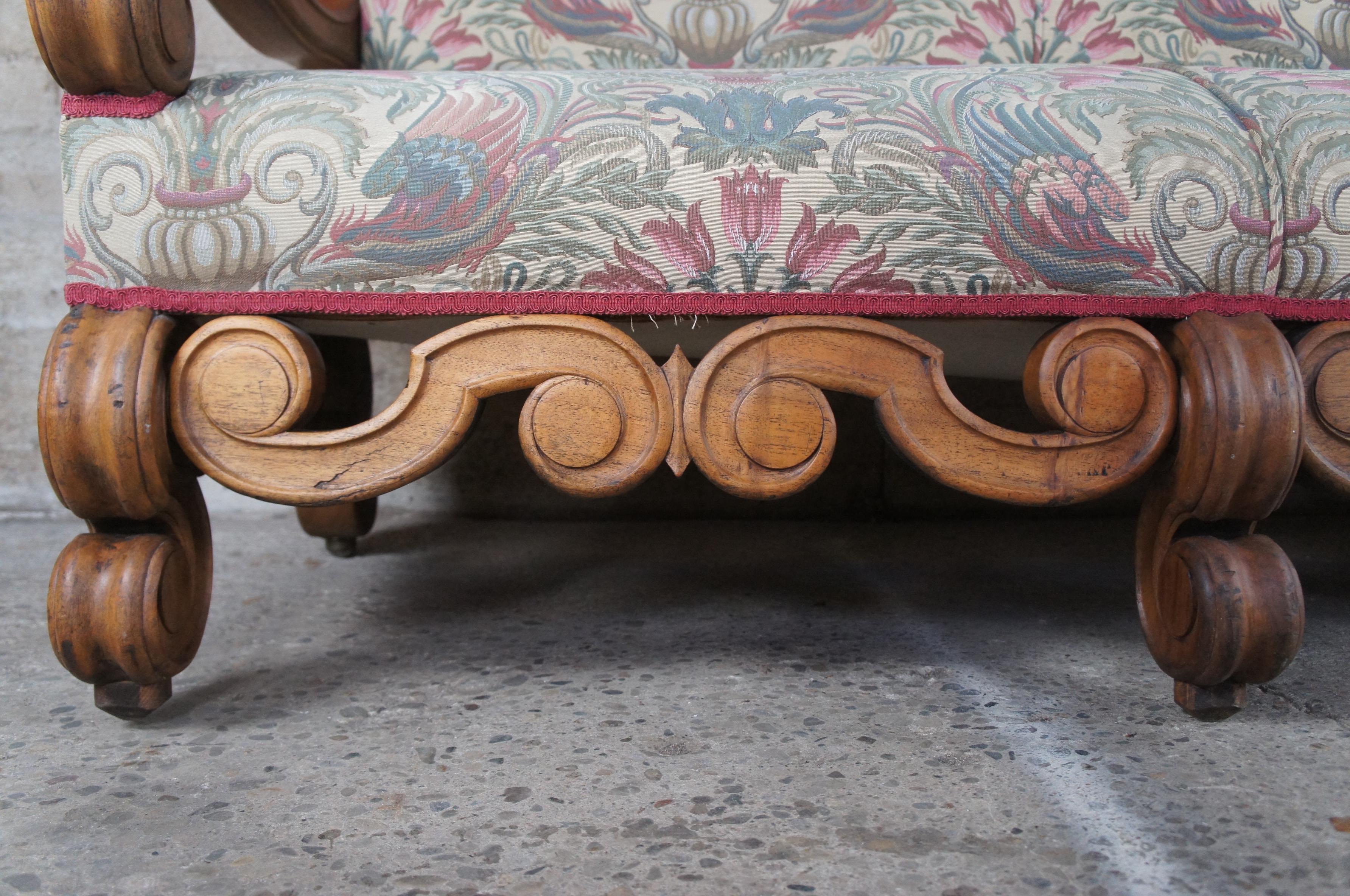 18th Century and Earlier Antique 18th C. William & Mary Mahogany Carved Settle Bench Sofa Empress Hotel For Sale