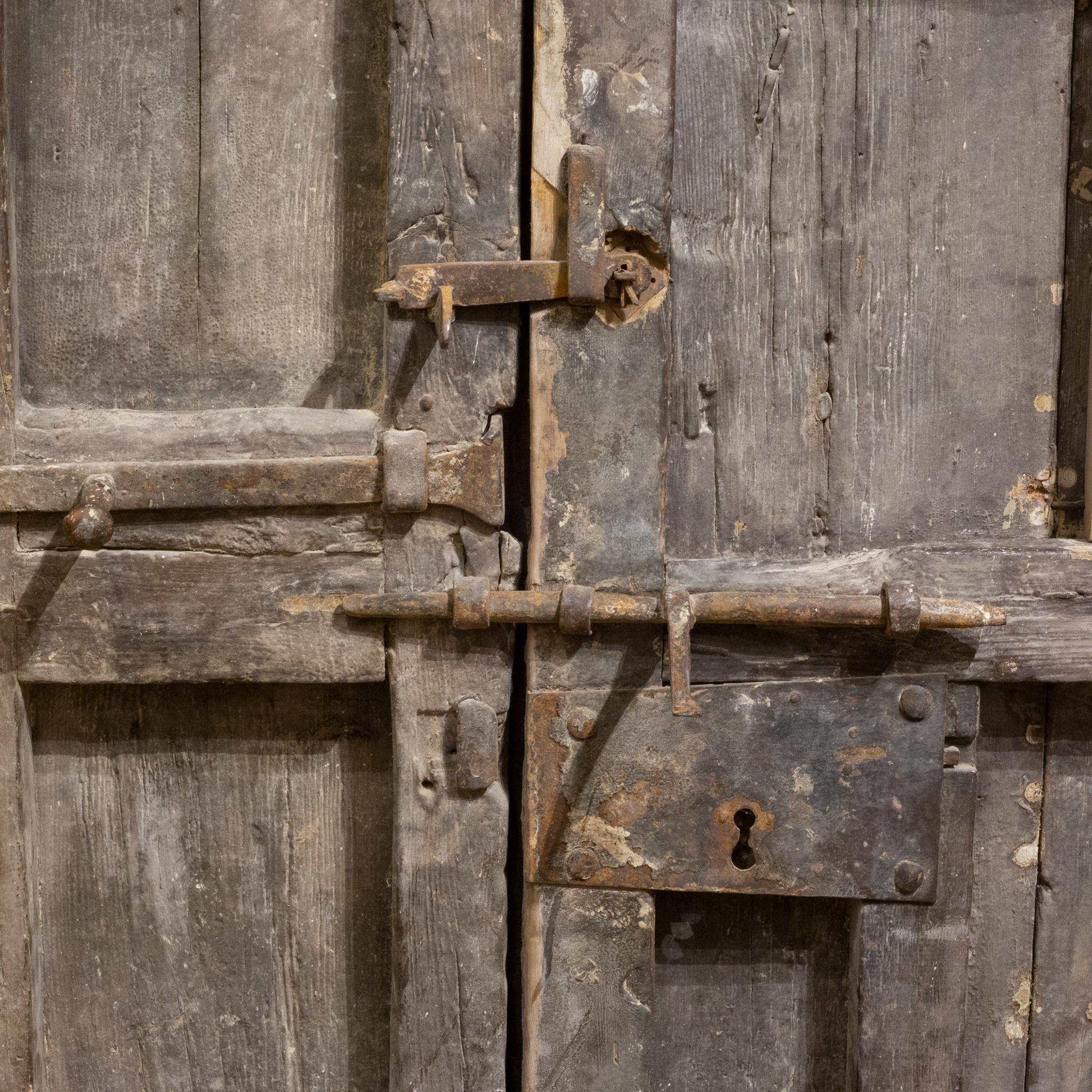 Antique 18th c. Wood and Iron Spanish Porch Door with Interior Door, c.1700s 11
