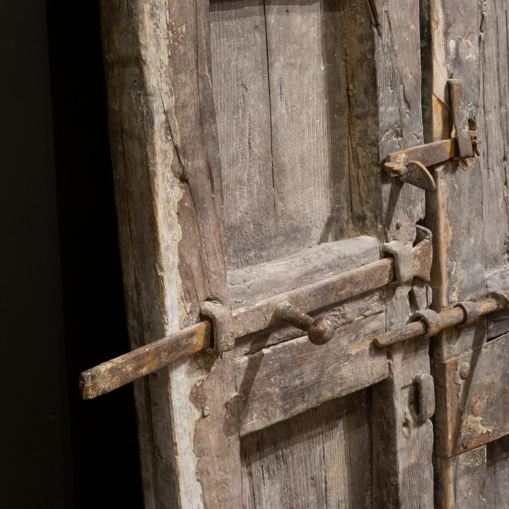Antique 18th c. Wood and Iron Spanish Porch Door with Interior Door, c.1700s 12