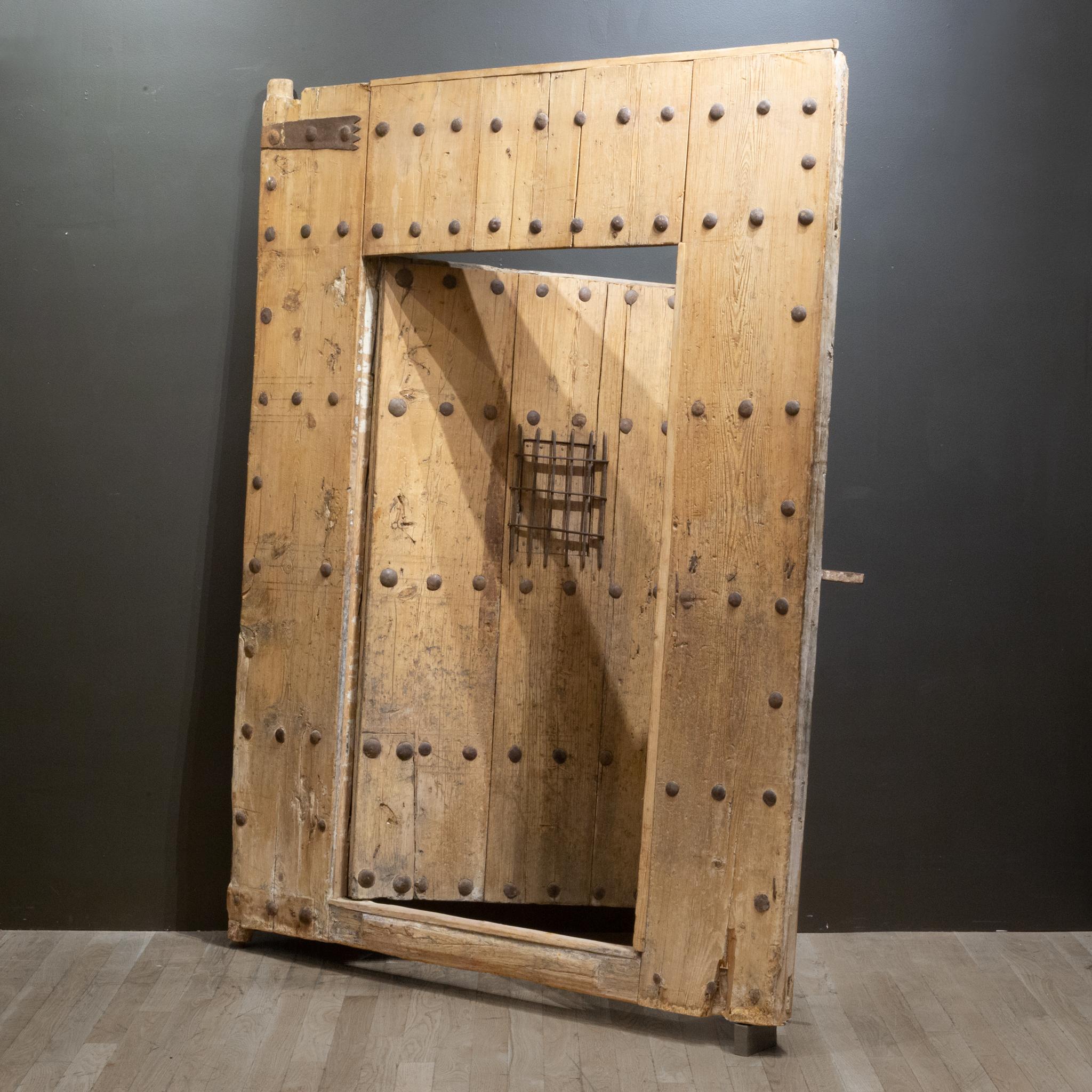 About

Monumental solid wood Spanish porch door with a smaller interior door and speakeasy window. Interior door and the speak easy window both open easily. Original iron work though out including brackets, grate, lock, keyhole, handle and iron
