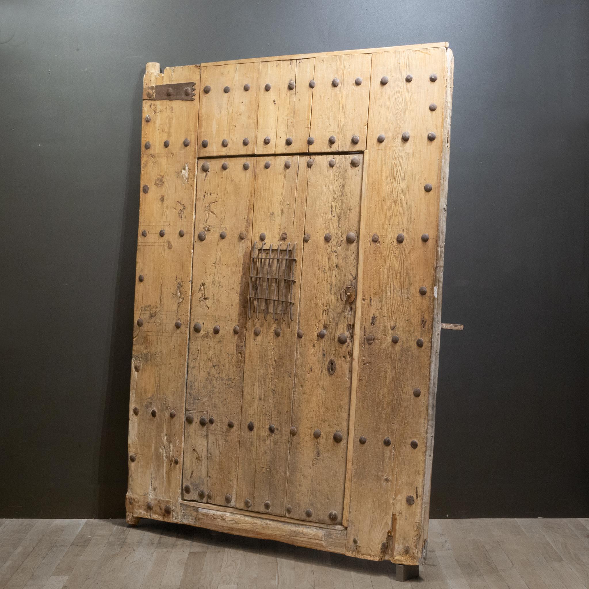 Spanish Colonial Antique 18th c. Wood and Iron Spanish Porch Door with Interior Door, c.1700s