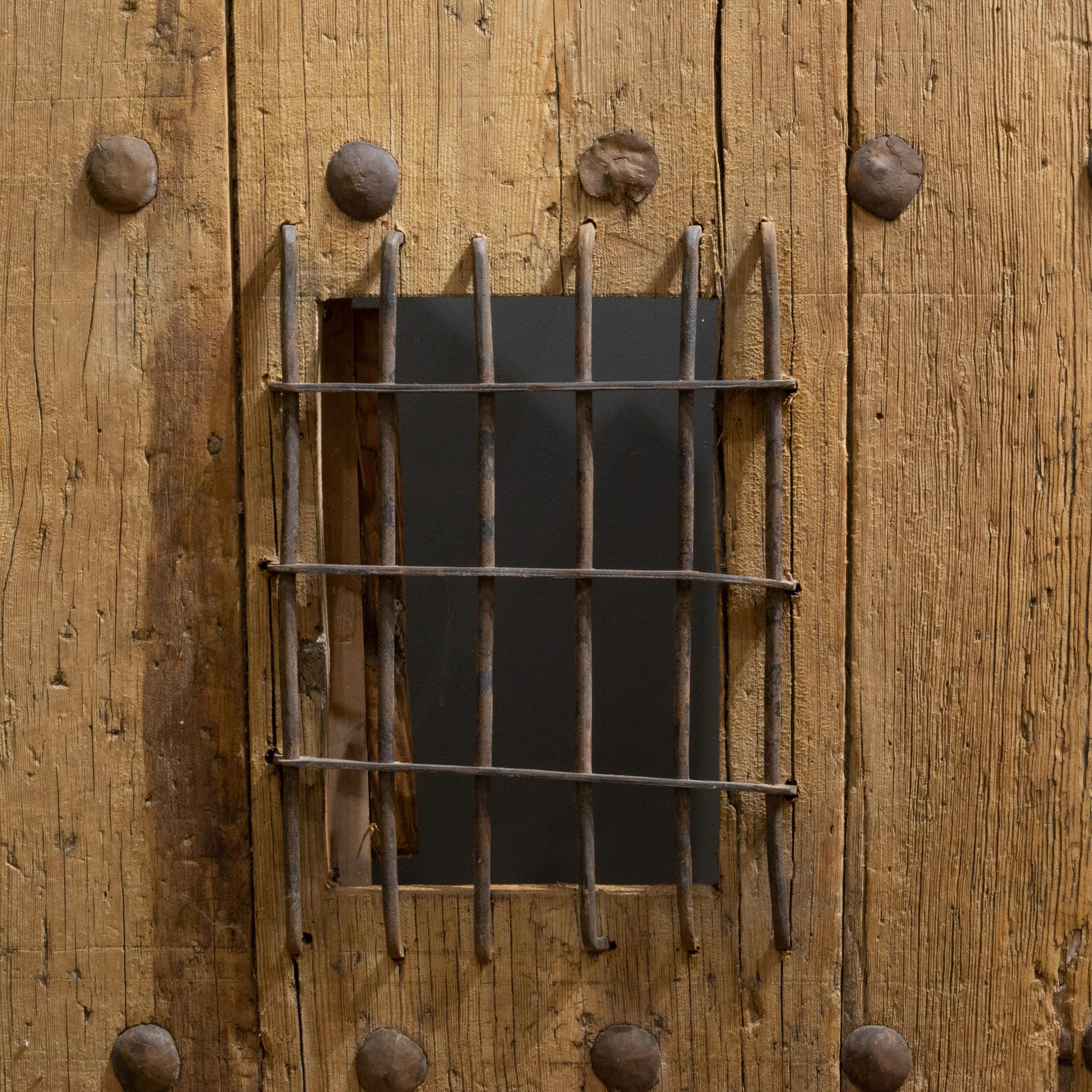 18th Century and Earlier Antique 18th c. Wood and Iron Spanish Porch Door with Interior Door, c.1700s