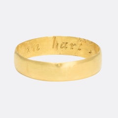 Antique 18th Century 22 Karat Gold Posy Ring "Be tru in hart"