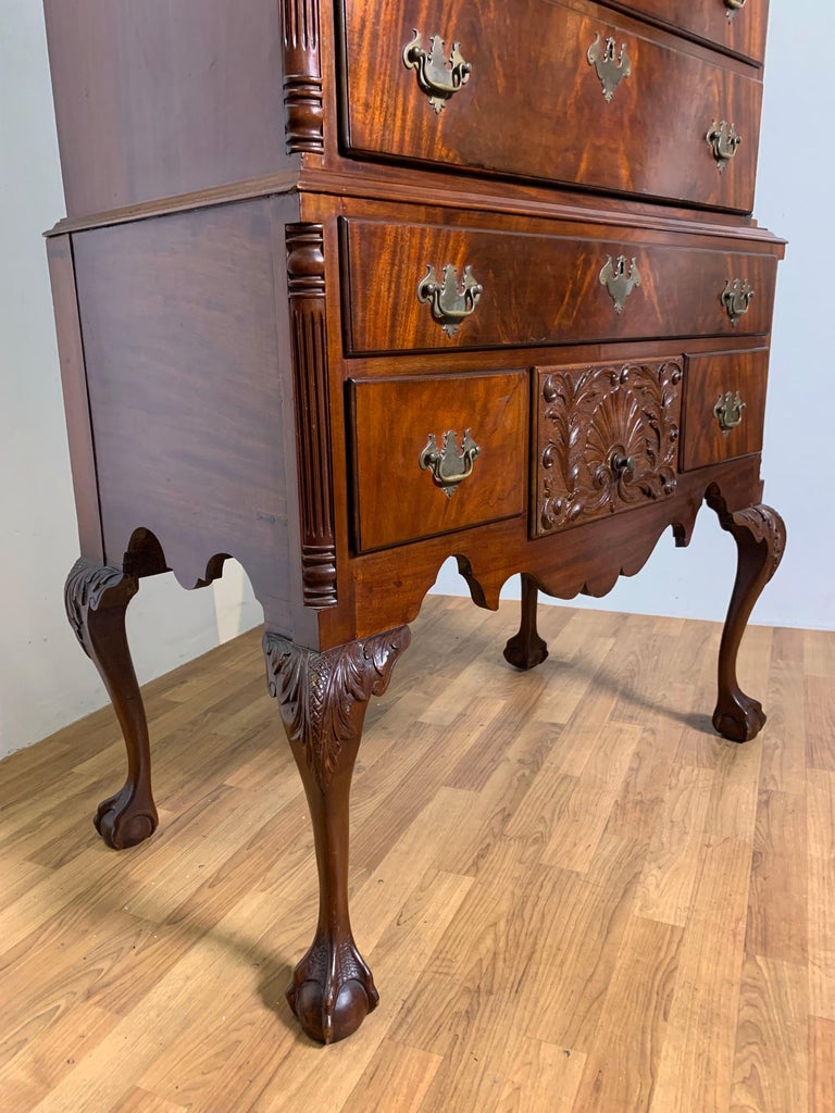 Antique 18th Century American Chippendale Chest on Frame Highboy