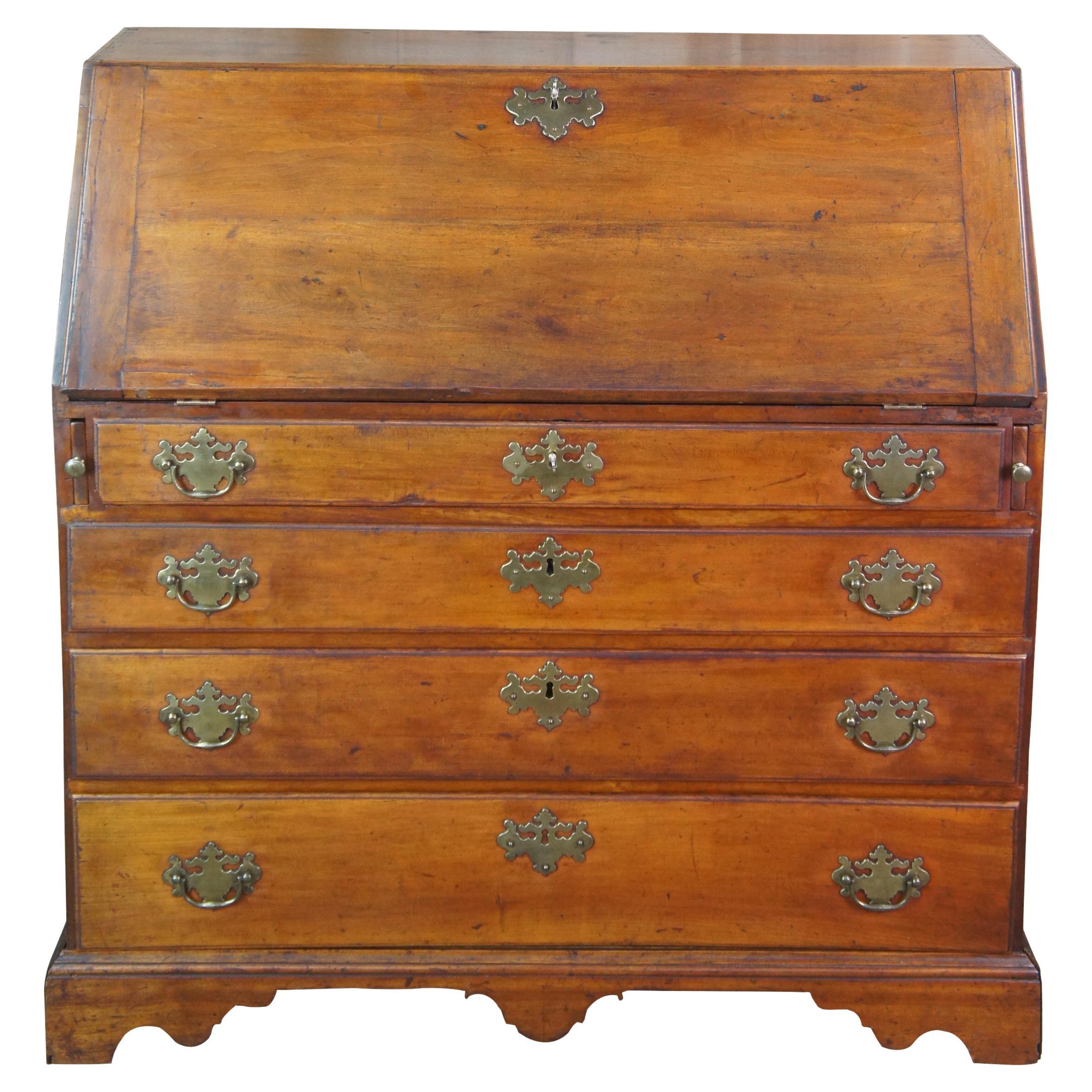 Antique 18th Century American Chippendale Maple Secretary Desk Writing Bureau