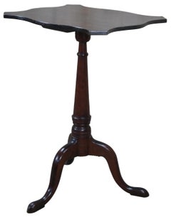 Antique 18th Century American Mahogany Queen Anne Candle Stand Table Newport