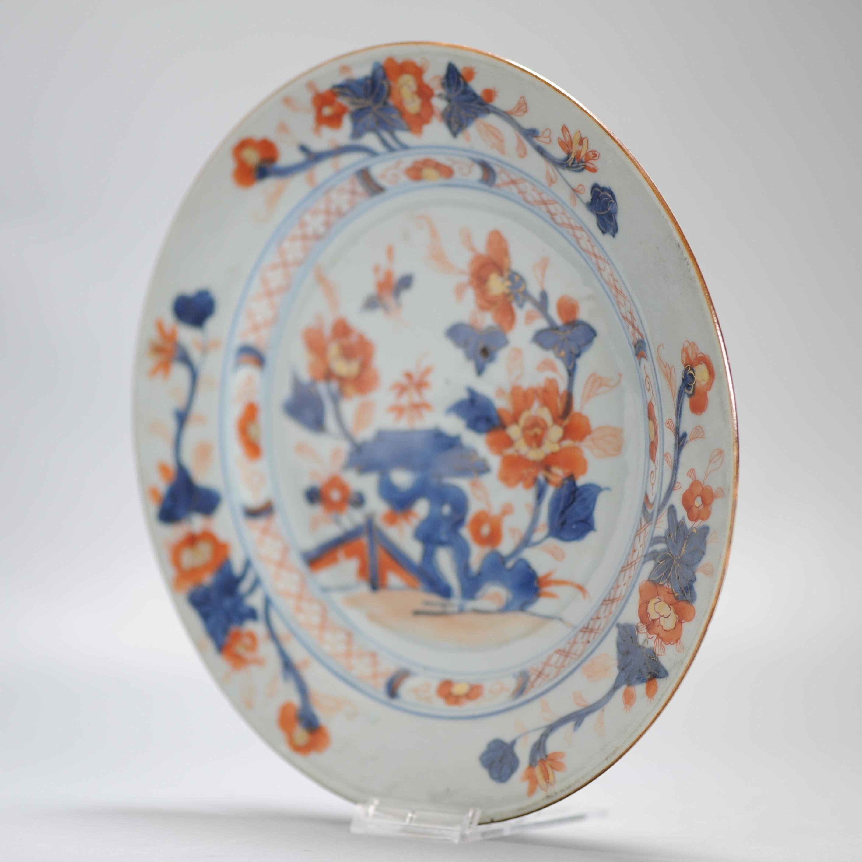 Antique 18th century Antique Kangxi Yongzheng Chinese Porcelain Imari Plate For Sale 5