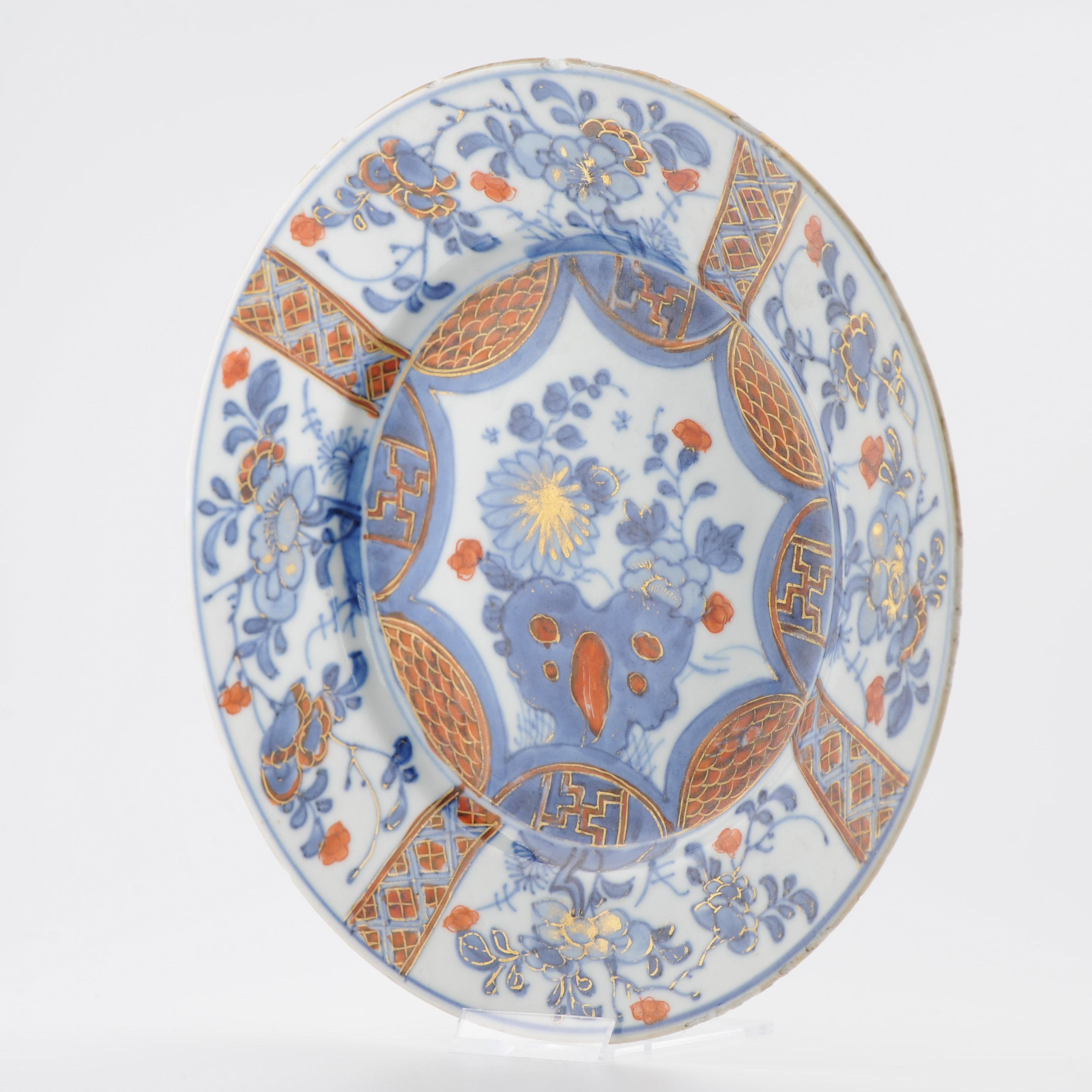 18th Century and Earlier Antique 18th century Antique Kangxi Yongzheng Chinese Porcelain Imari Plate For Sale
