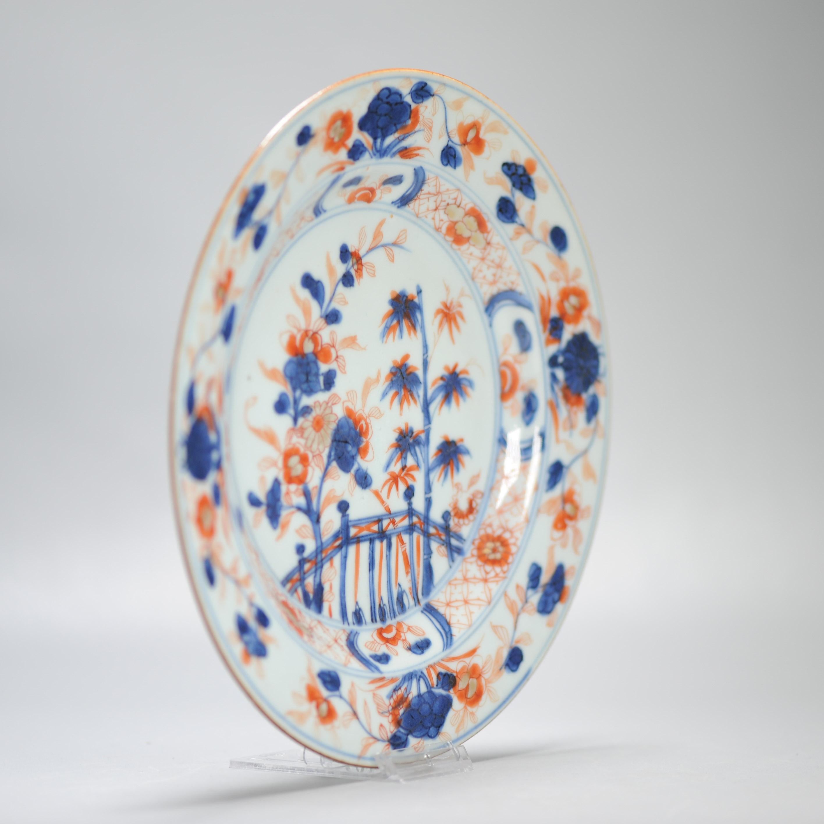Antique 18th century Antique Kangxi Yongzheng Chinese Porcelain Imari Plate For Sale 2