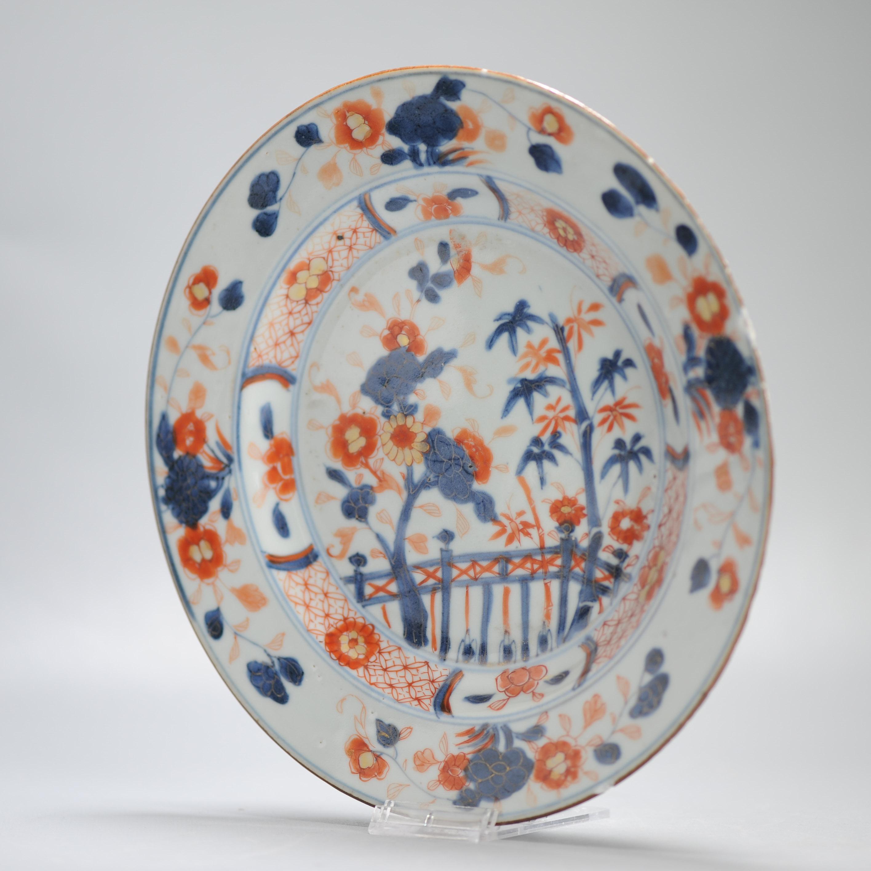 Antique 18th century Antique Kangxi Yongzheng Chinese Porcelain Imari Plate For Sale 3