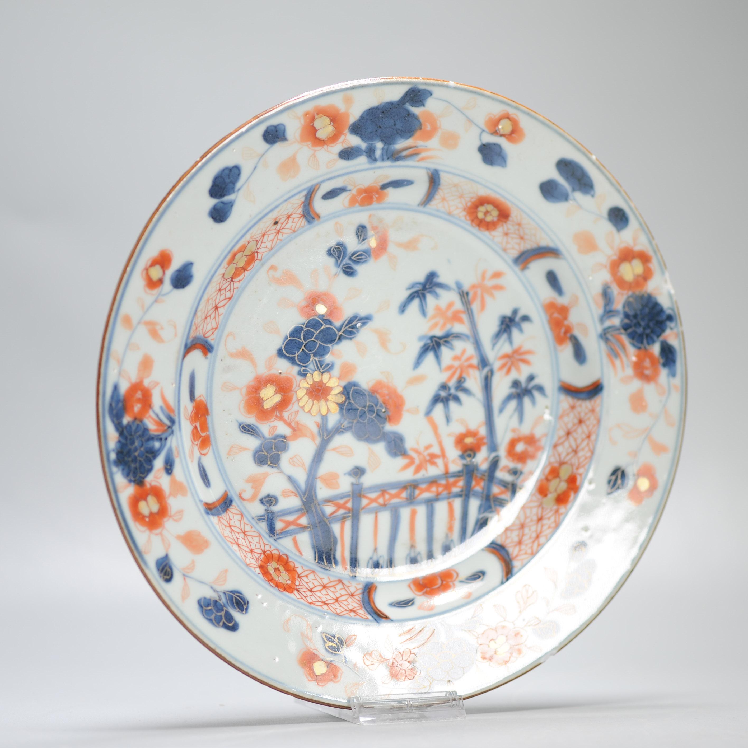 Antique 18th century Antique Kangxi Yongzheng Chinese Porcelain Imari Plate For Sale 4