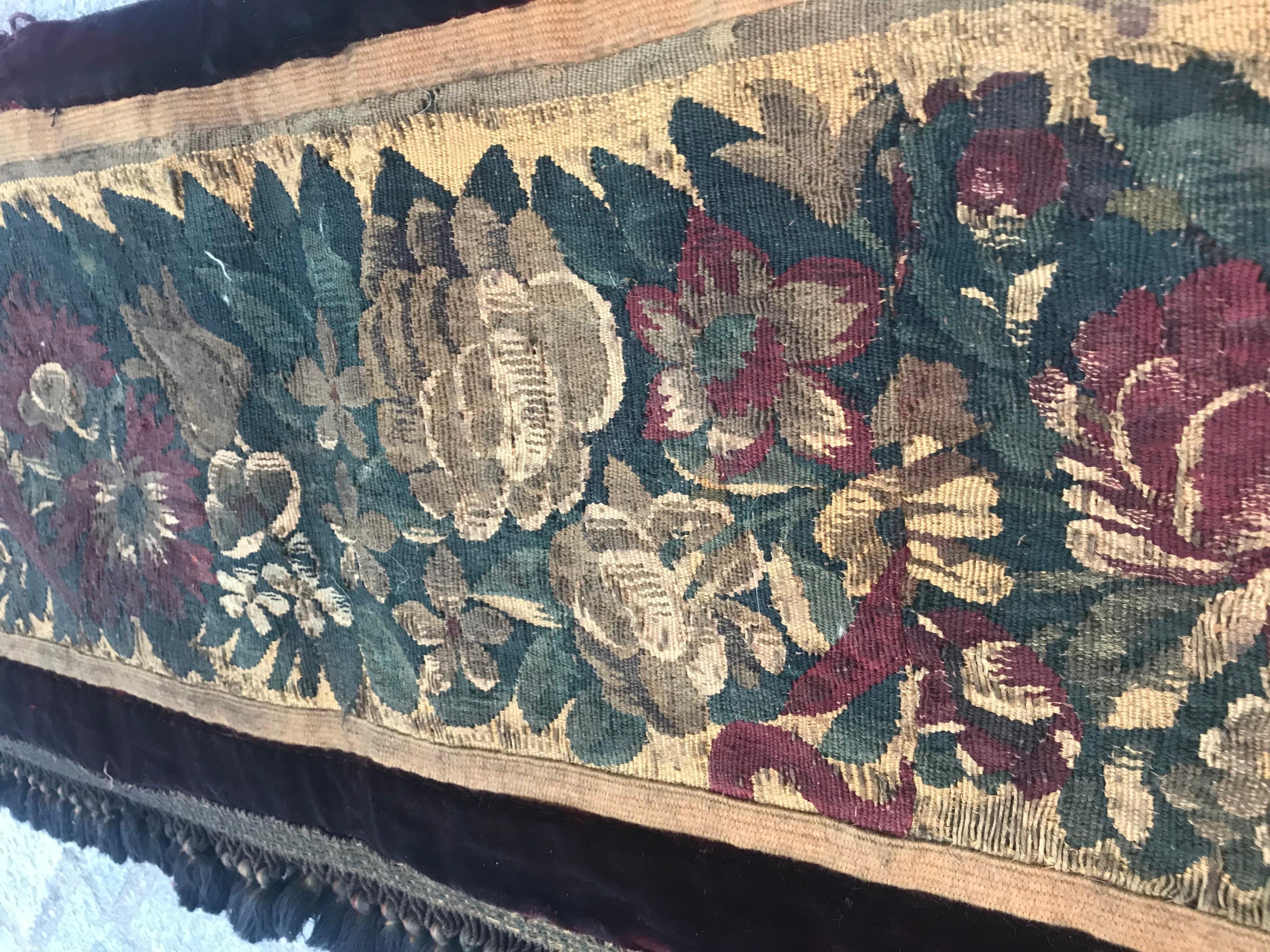 Antique 18th Century Aubusson Border Fragment Panel For Sale 1