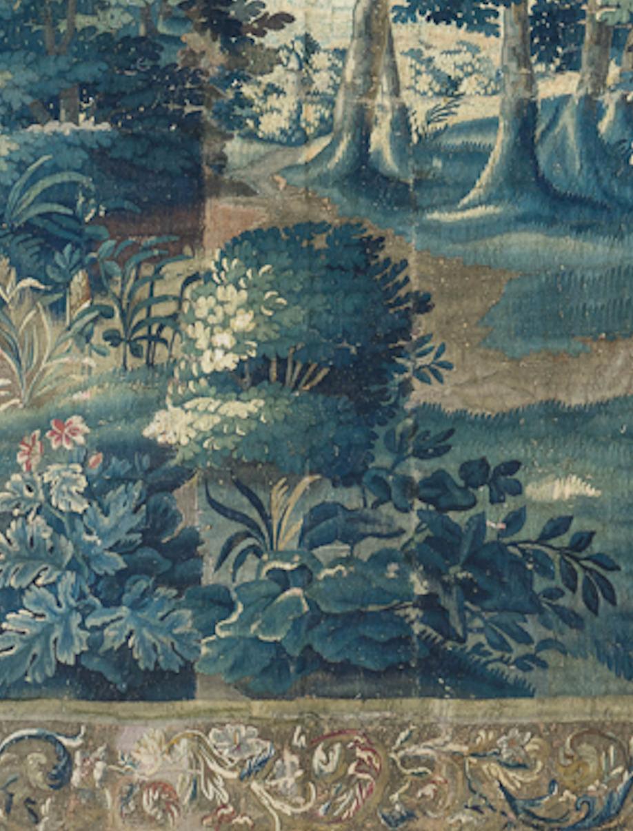 Antique 18th Century Baroque Flemish Verdure Landscape Tapestry In Good Condition In New York, NY